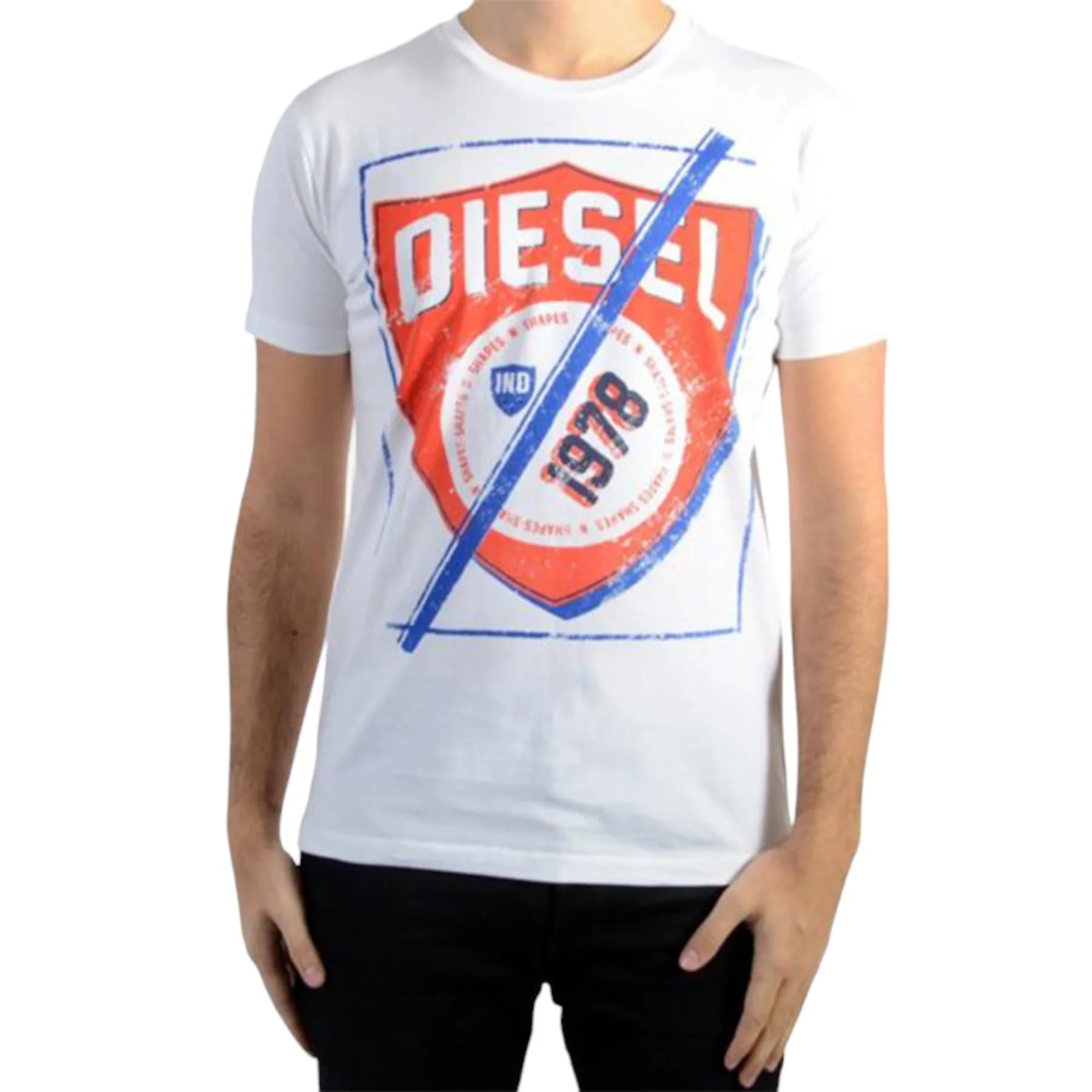 Diesel T SHIELDED men's short-sleeve cotton tee with printed graphic, front view