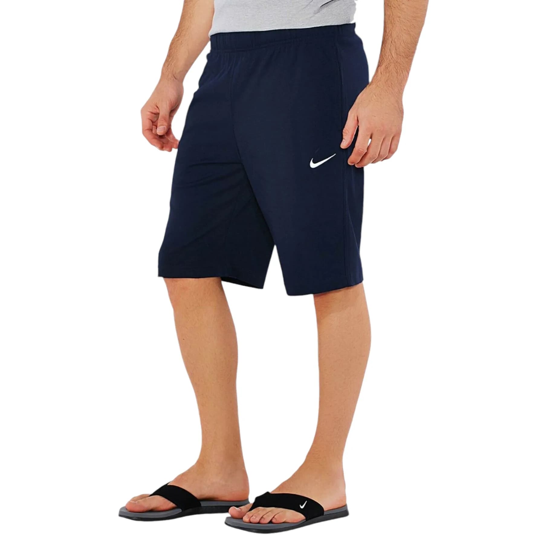 Nike Crusader mens cotton shorts front view, knee-length cut with elasticated waistband