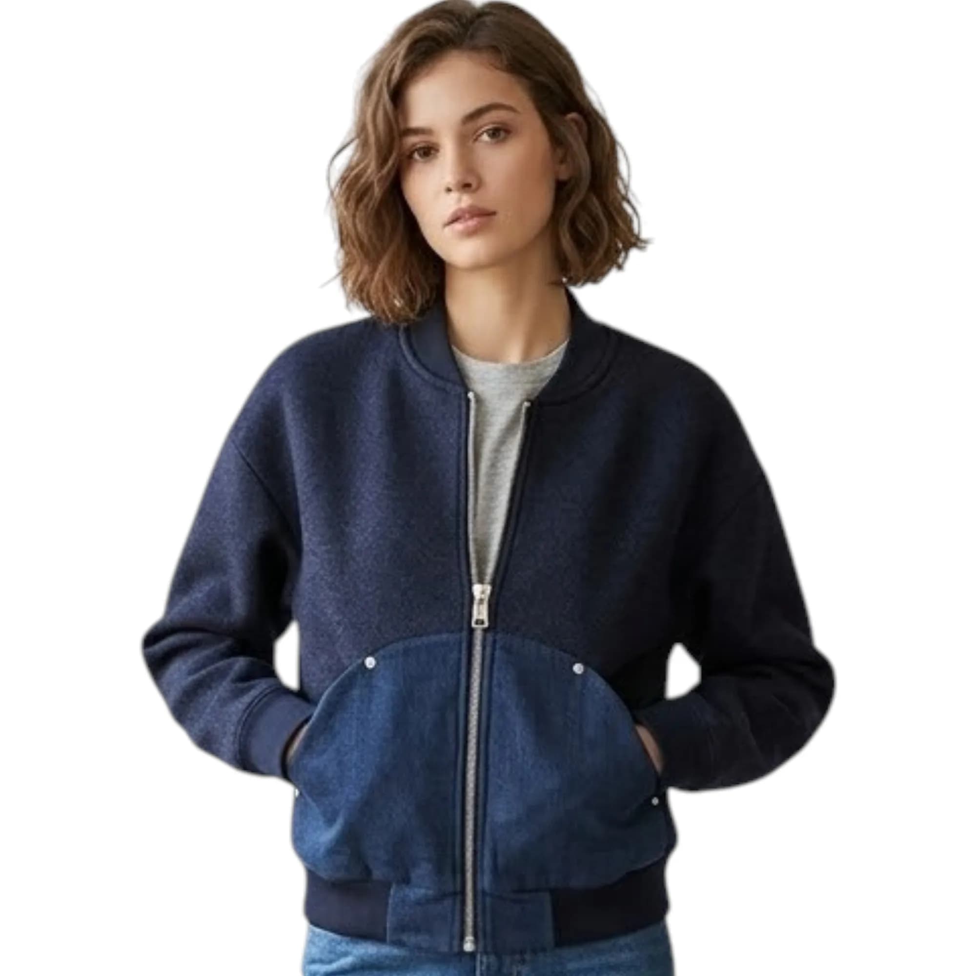 Diesel F Jonie 900 womens bomber jacket front view with long sleeves
