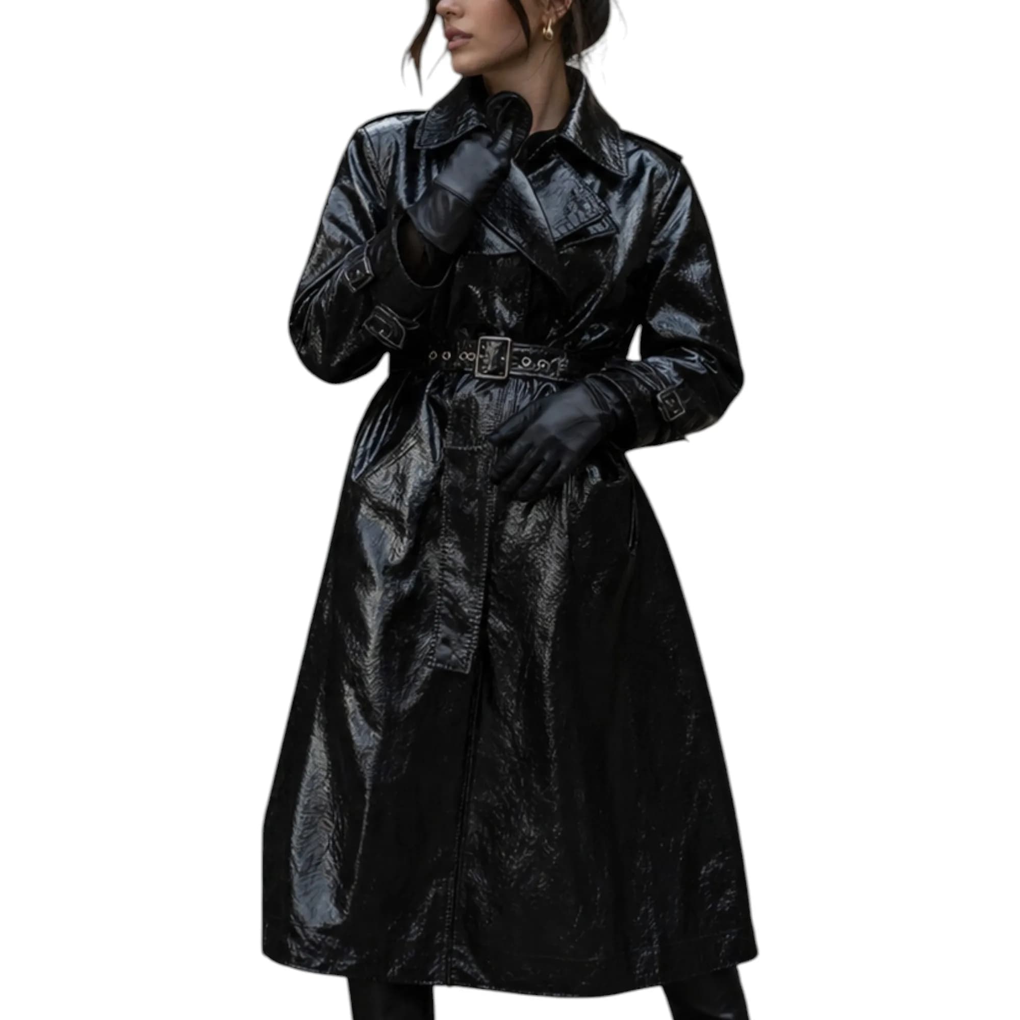 Diesel L-Carolyn Cappotto black viscose trench coat front view