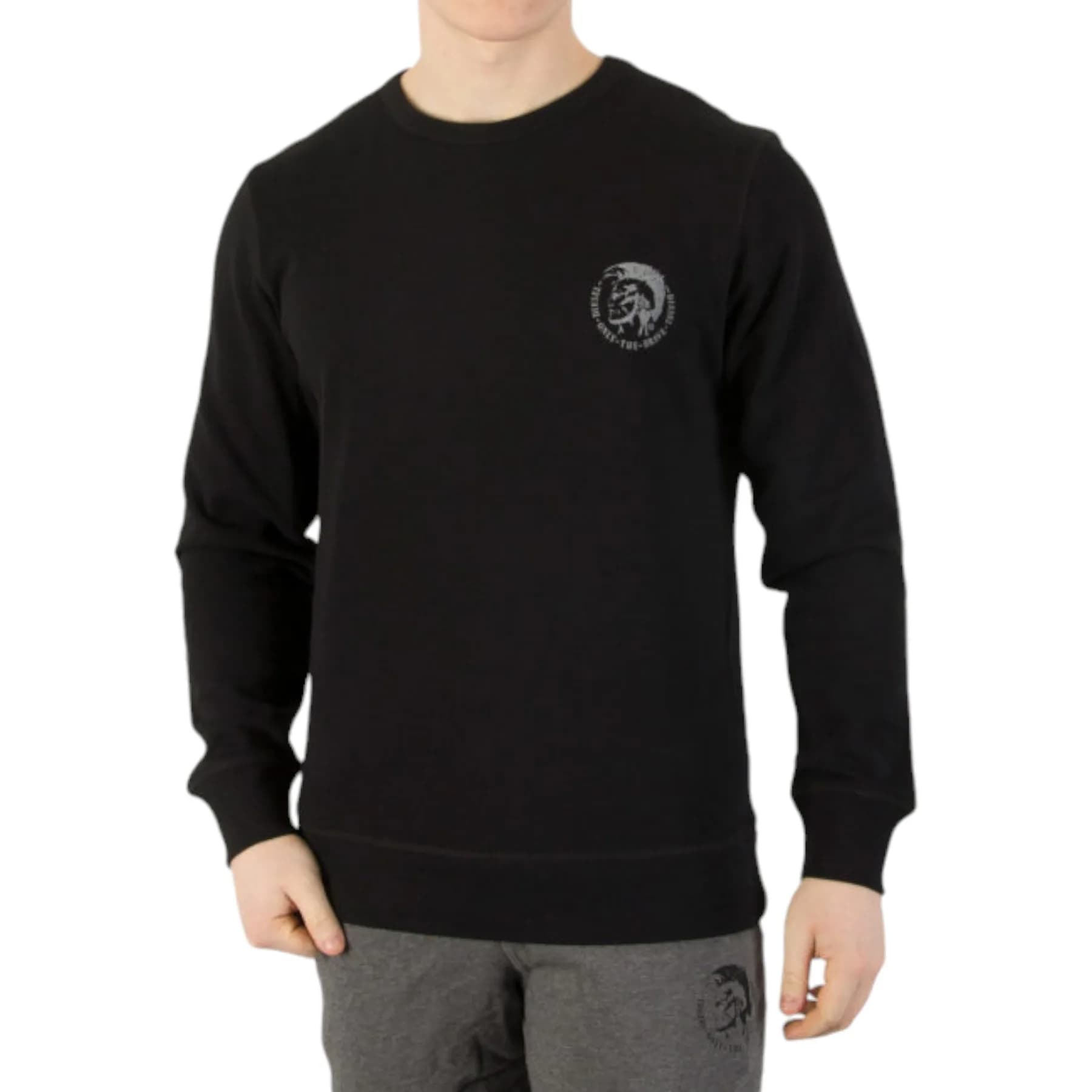 Diesel UMLT WILLY mens black cotton sweatshirt front view