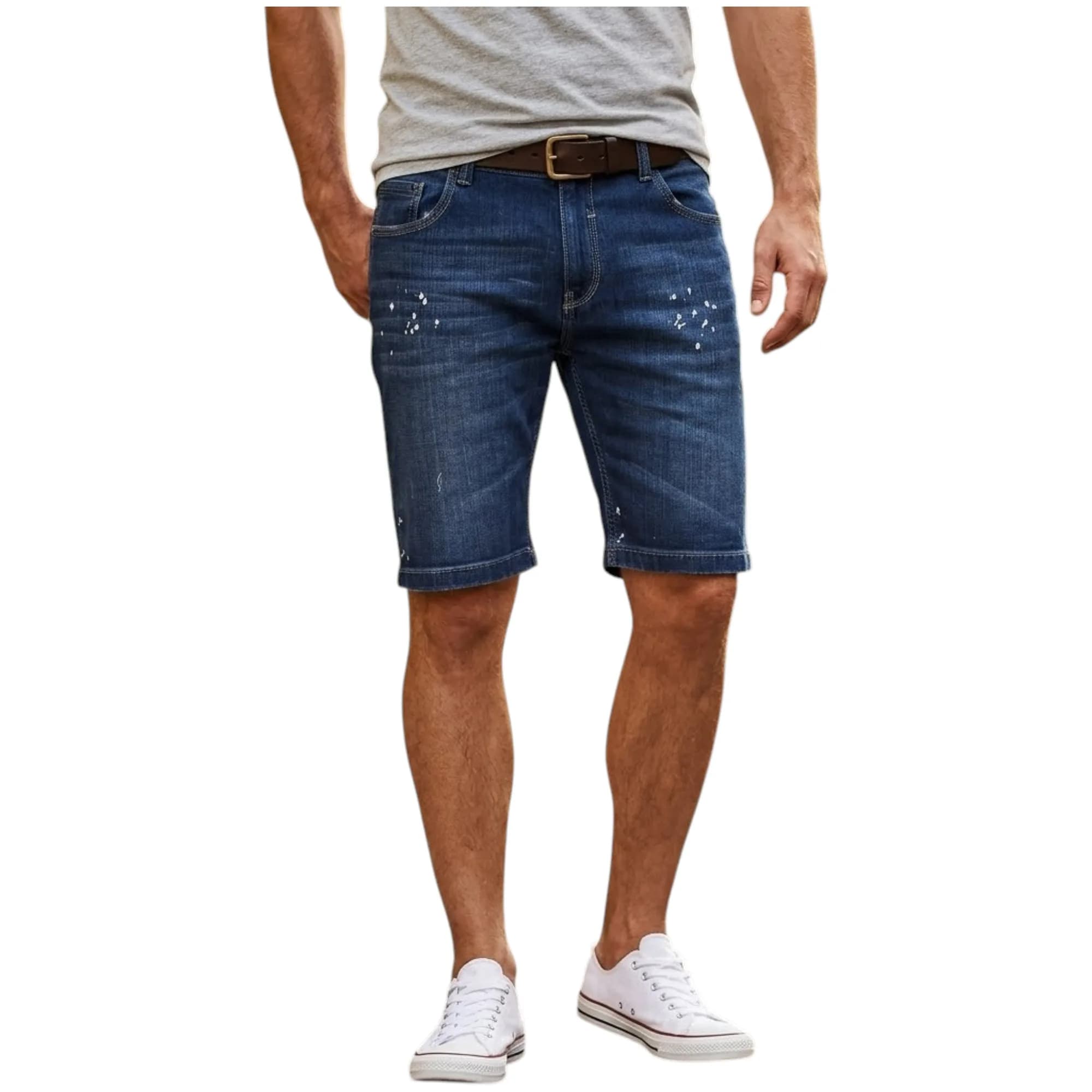 Ruf & Tuf men's mid blue denim shorts front view