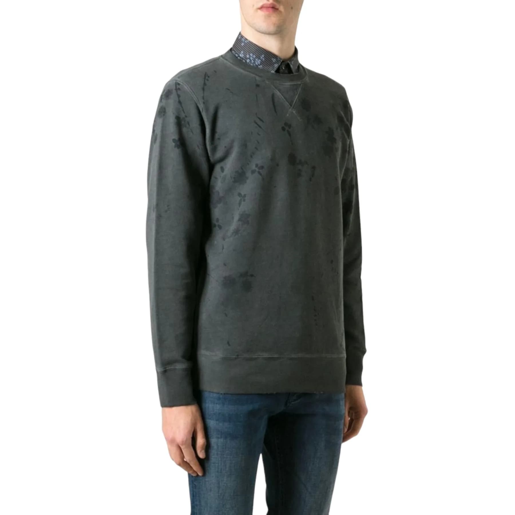 Diesel S CRIX men's sweatshirt front view with metal logo detail