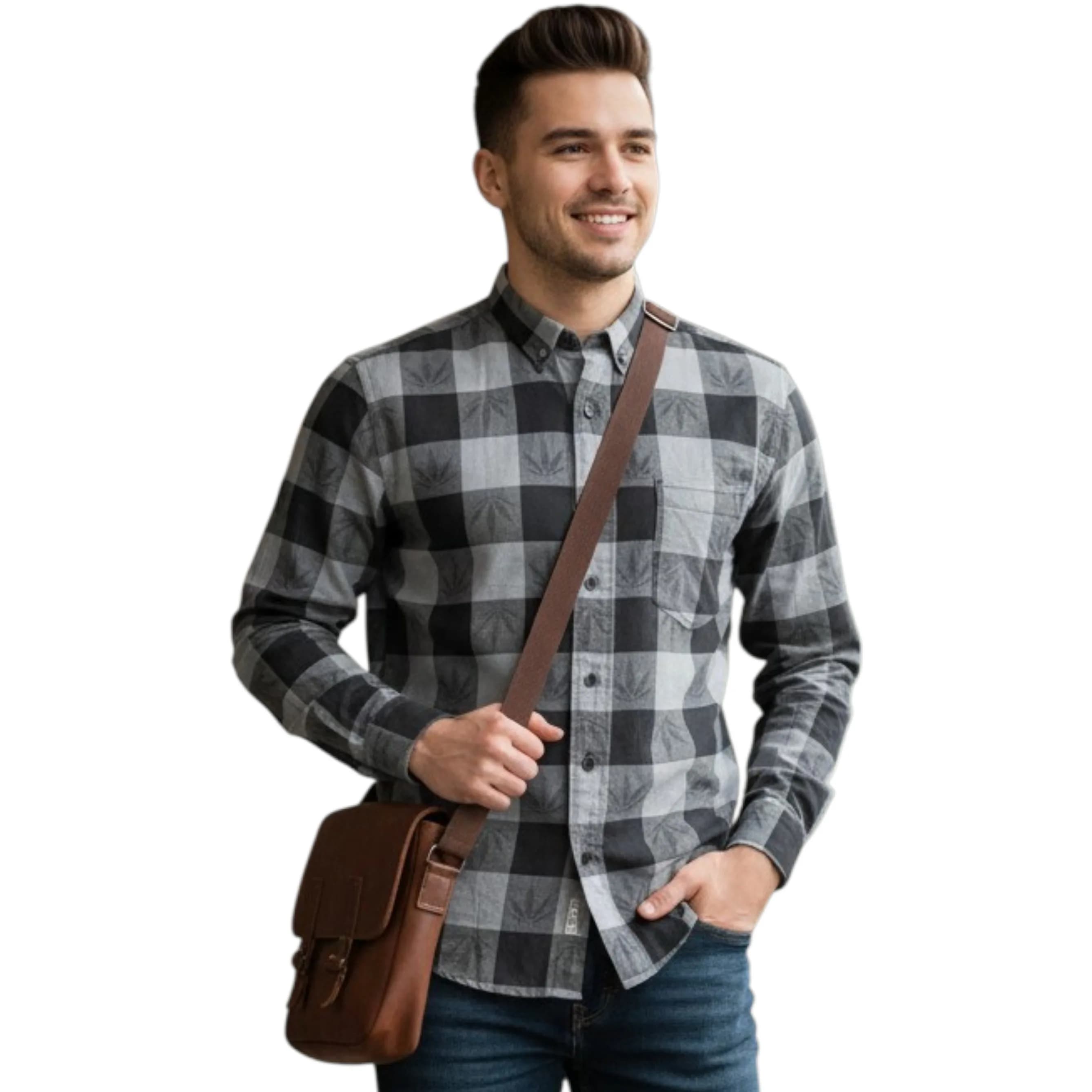 Palm Angels men's multicolour flannel check shirt front view