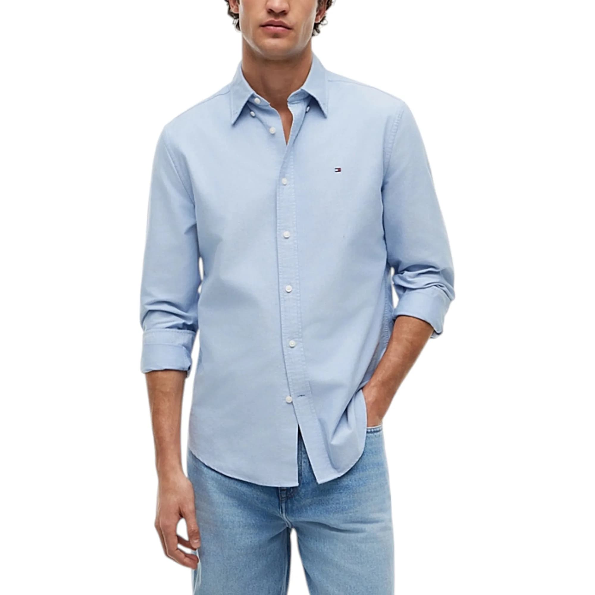 TOMMY HILFIGER Mens Shirts Custom Fit Oxford Long Sleeve Casual Cotton Summ