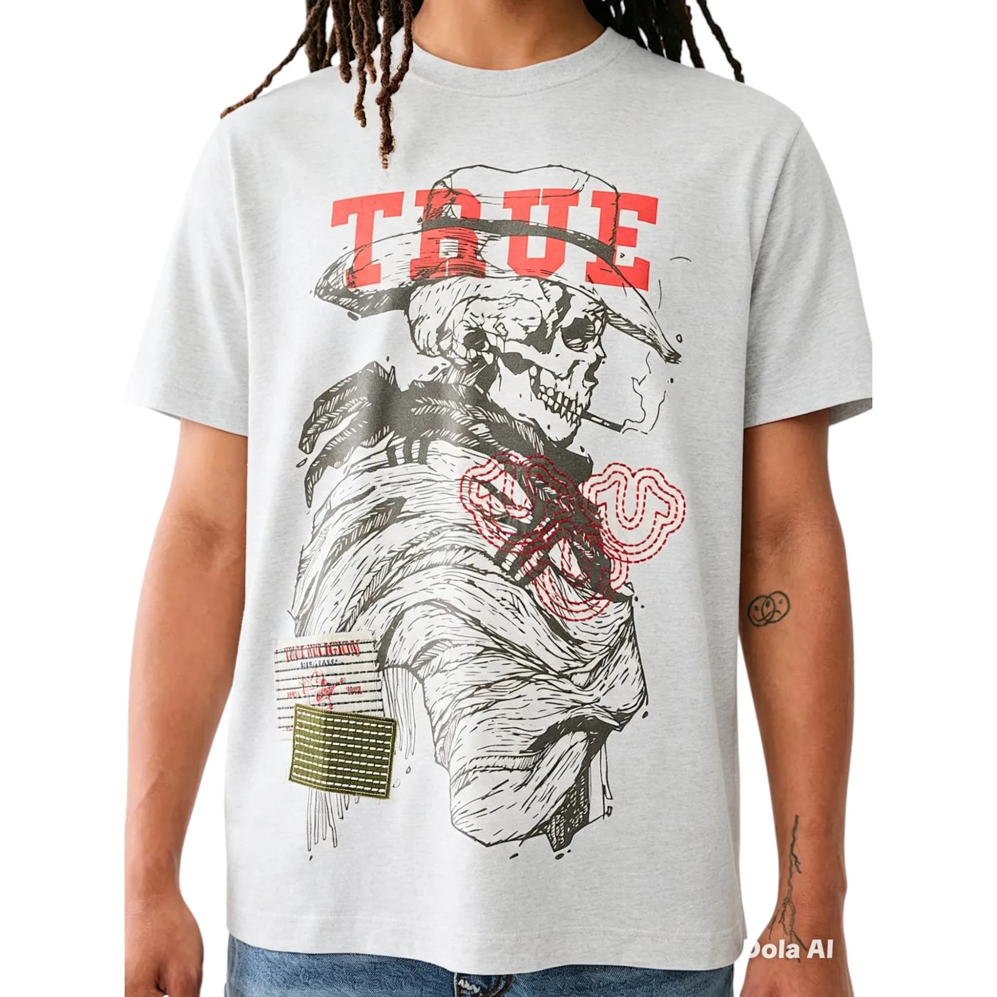True Religion 108466 Mens Oversized T Shirts Yellowstone Drop Shoulder Soft