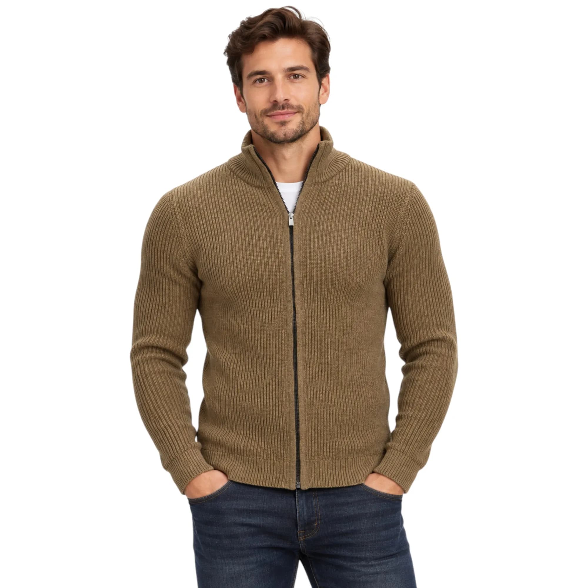 Dressman Mens Full Zip Jumper