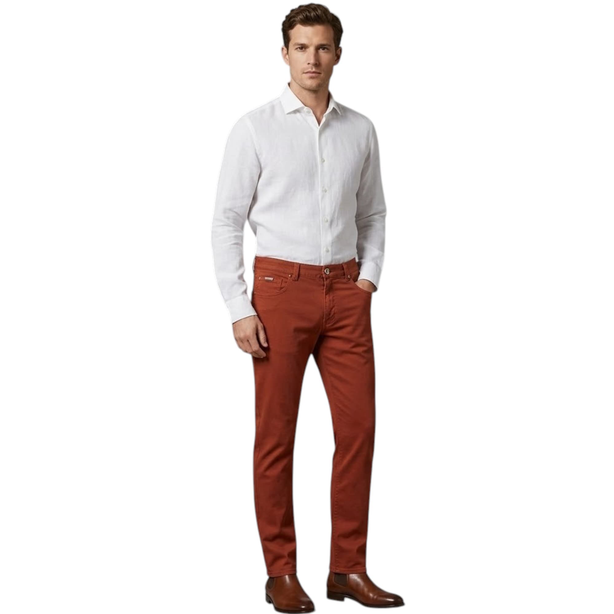 Armani Collezioni black cotton chino trousers front view