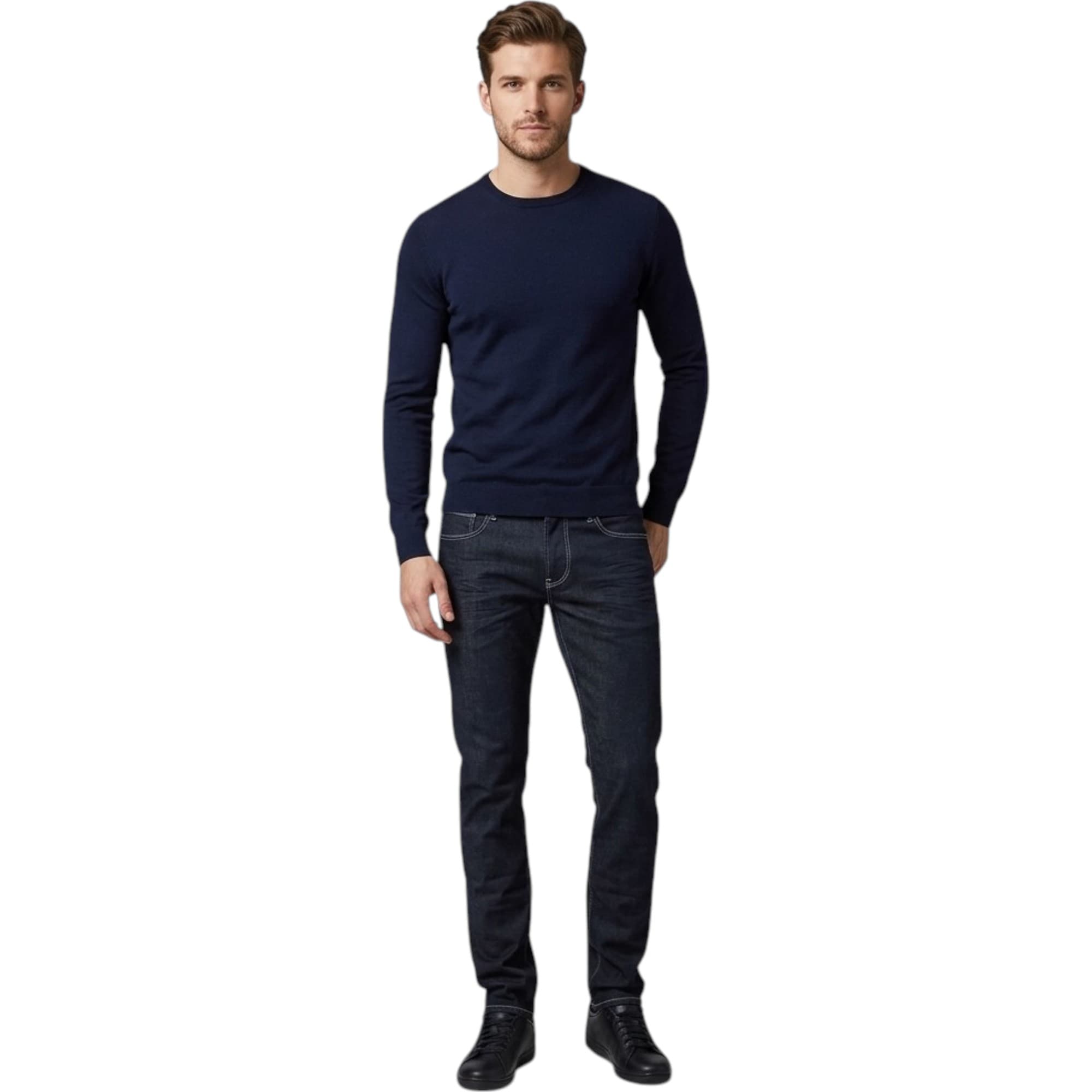 Armani Men's Black Denim Jeans 6X6J06 front view slim fit