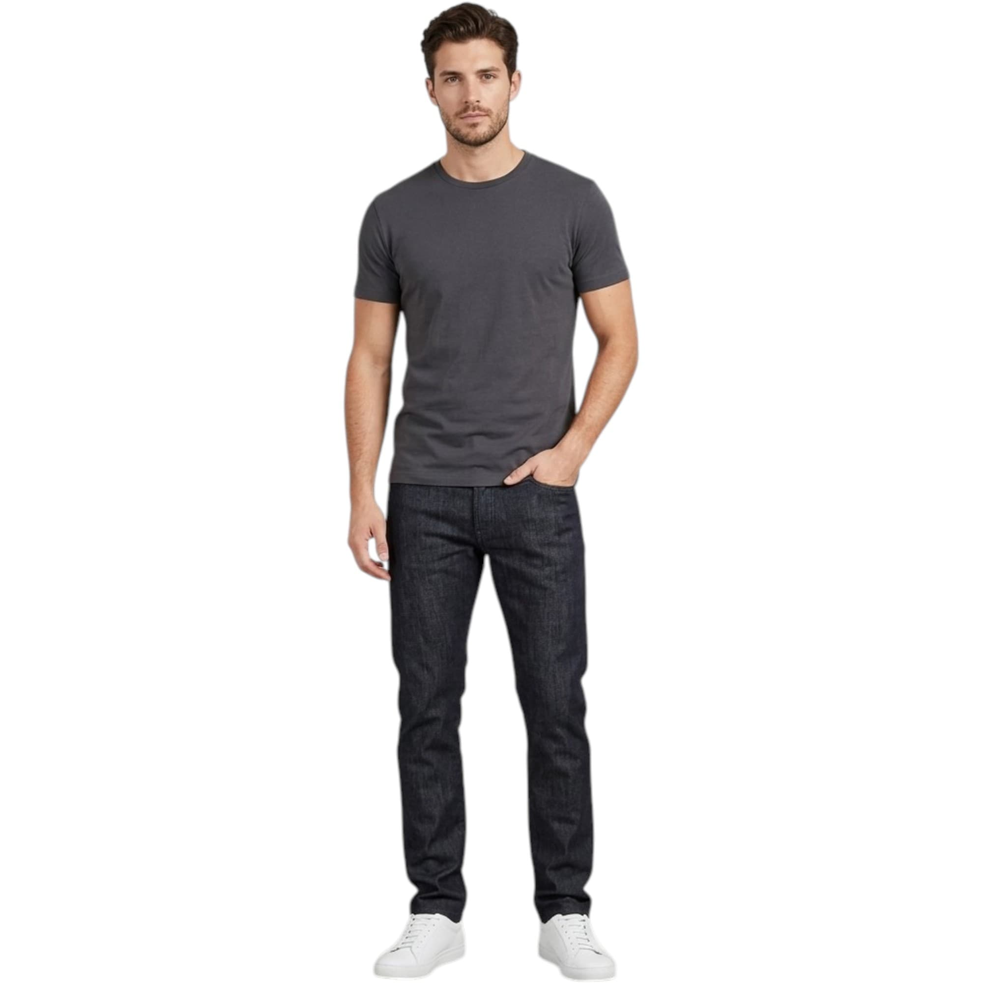 Armani Jeans 8N6J31 mens black straight fit jeans front view