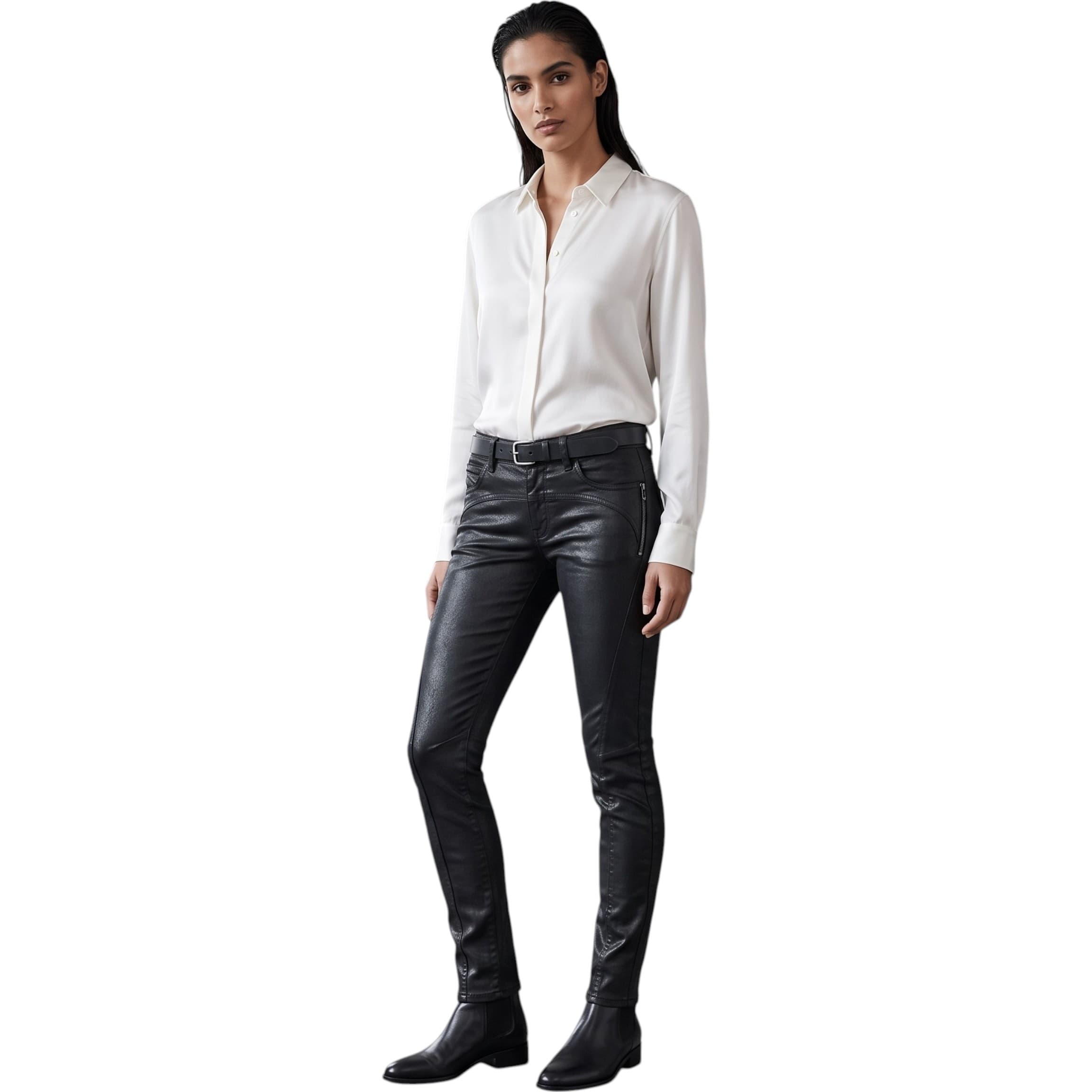 Diesel Black Gold Type-163C black slim-crop womens jeans front view