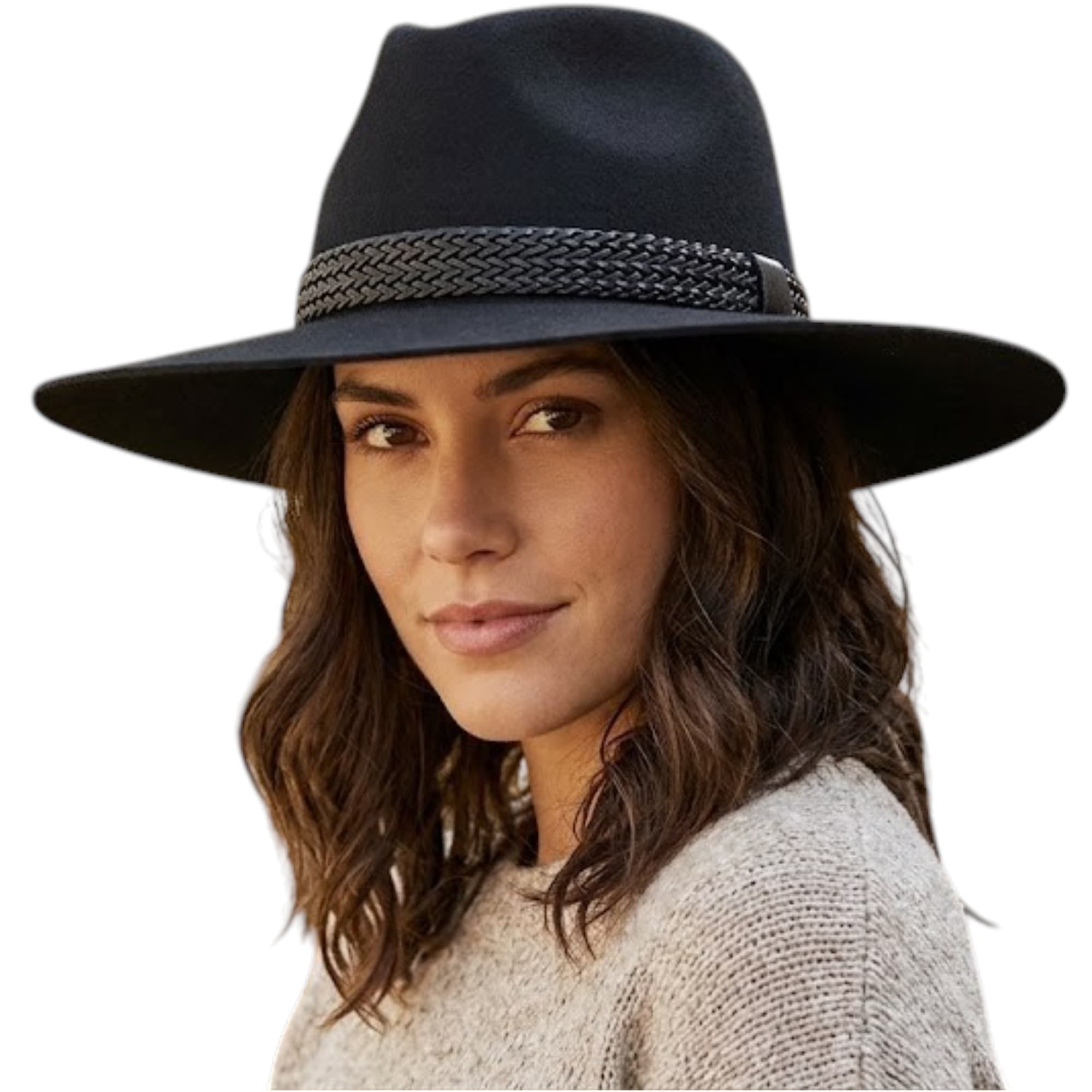 Diesel CHENZI black wool womens fedora hat front view