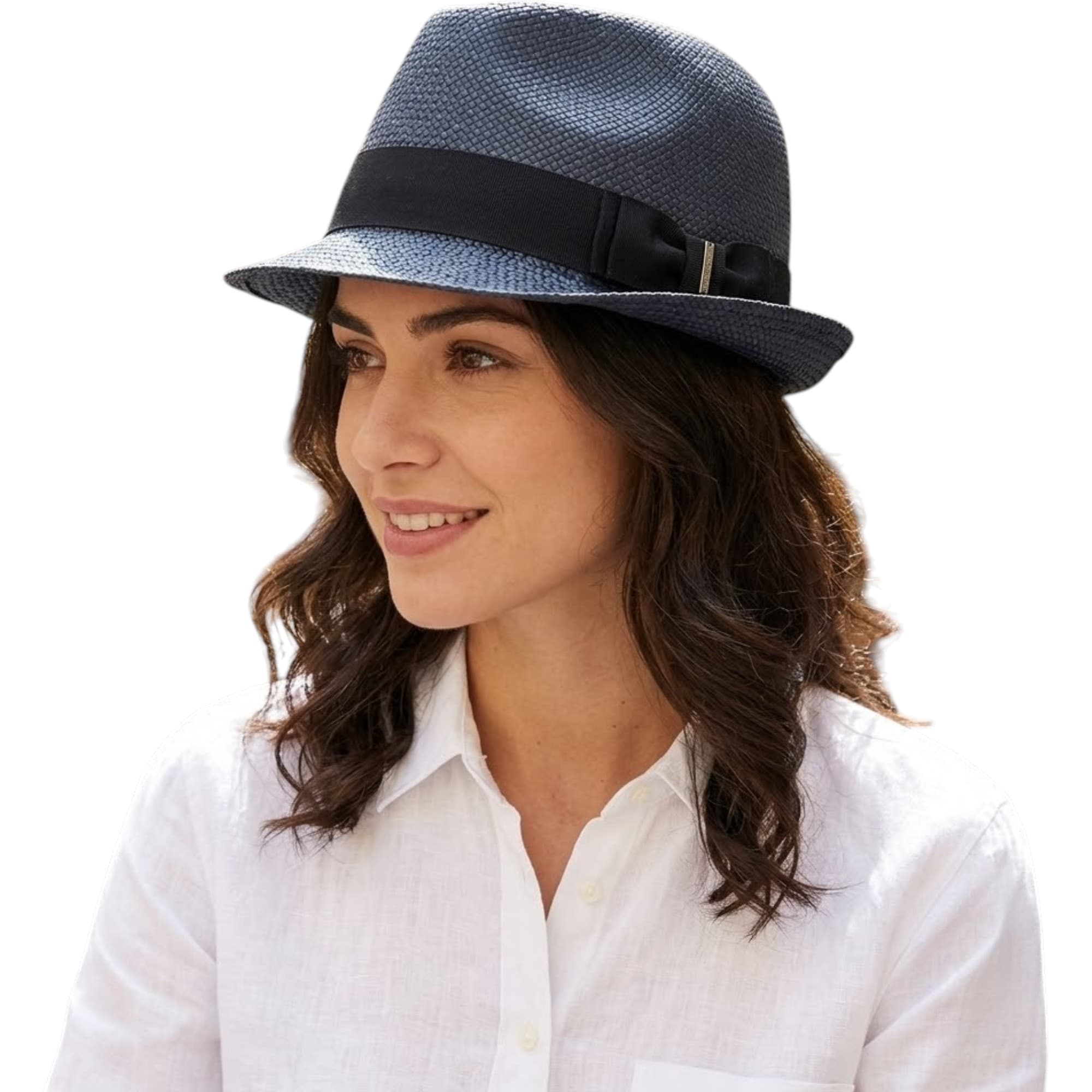 Diesel CRUMYKO women's charcoal paper fedora hat front view