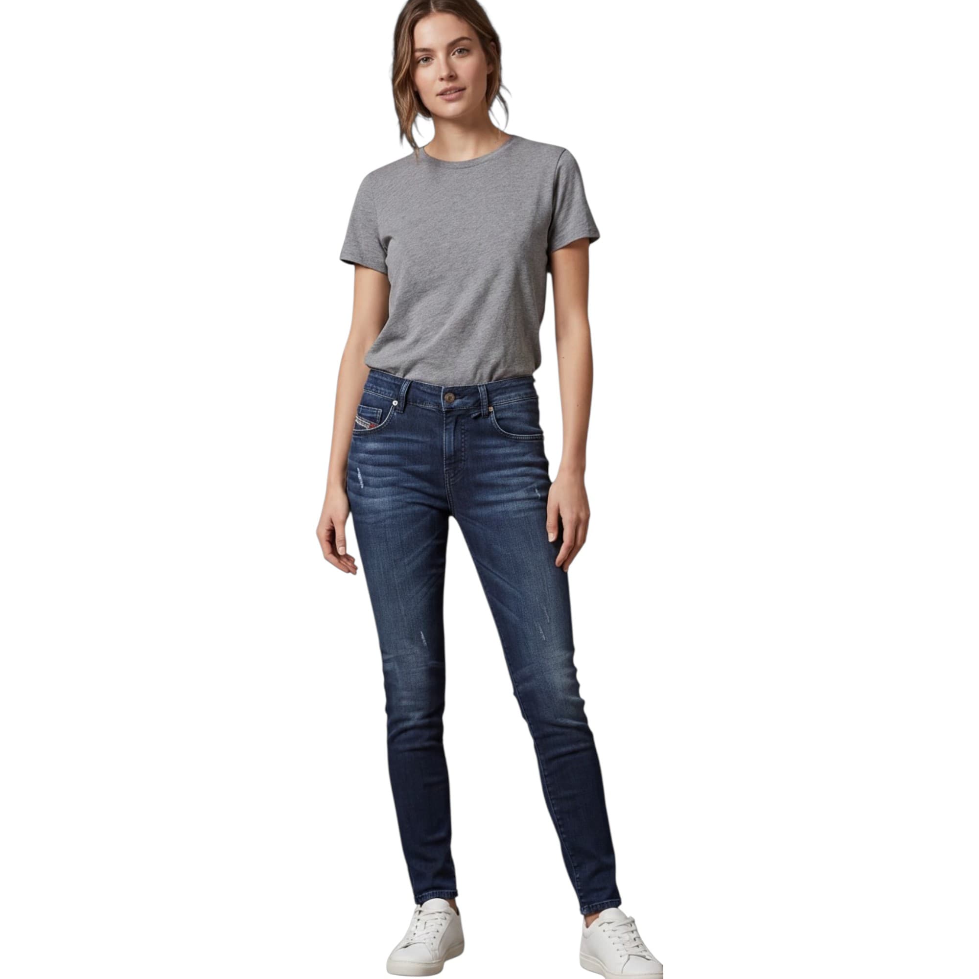 Diesel Grupee NE white distressed women's skinny jeans front view