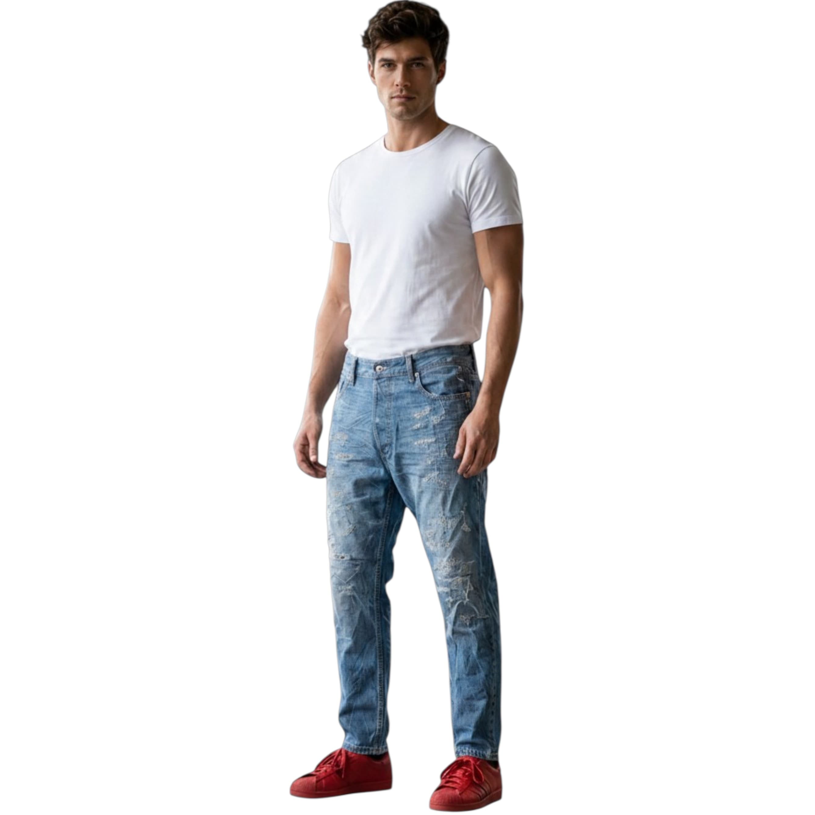 Diesel NARROT-XP 069BX mens blue denim jeans front view