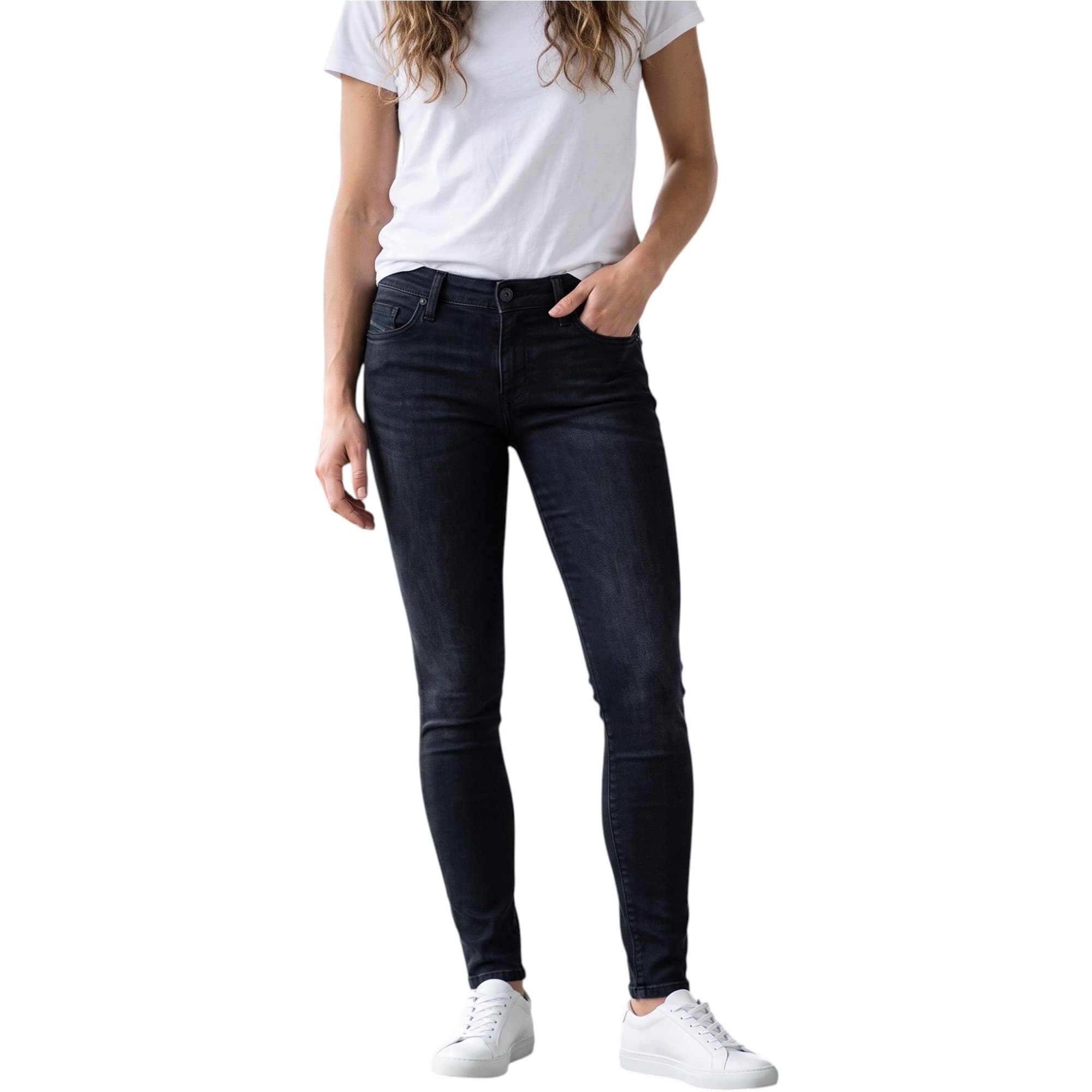 Diesel SKINZEE-NE black glitter womens jogg jeans front view