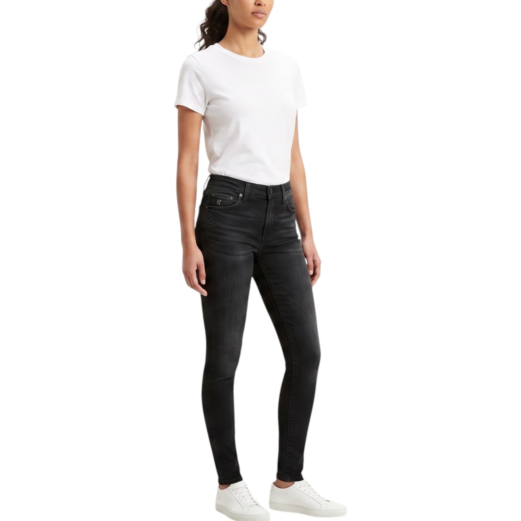 Diesel SKINZEE NE womens black skinny jogg jeans front view