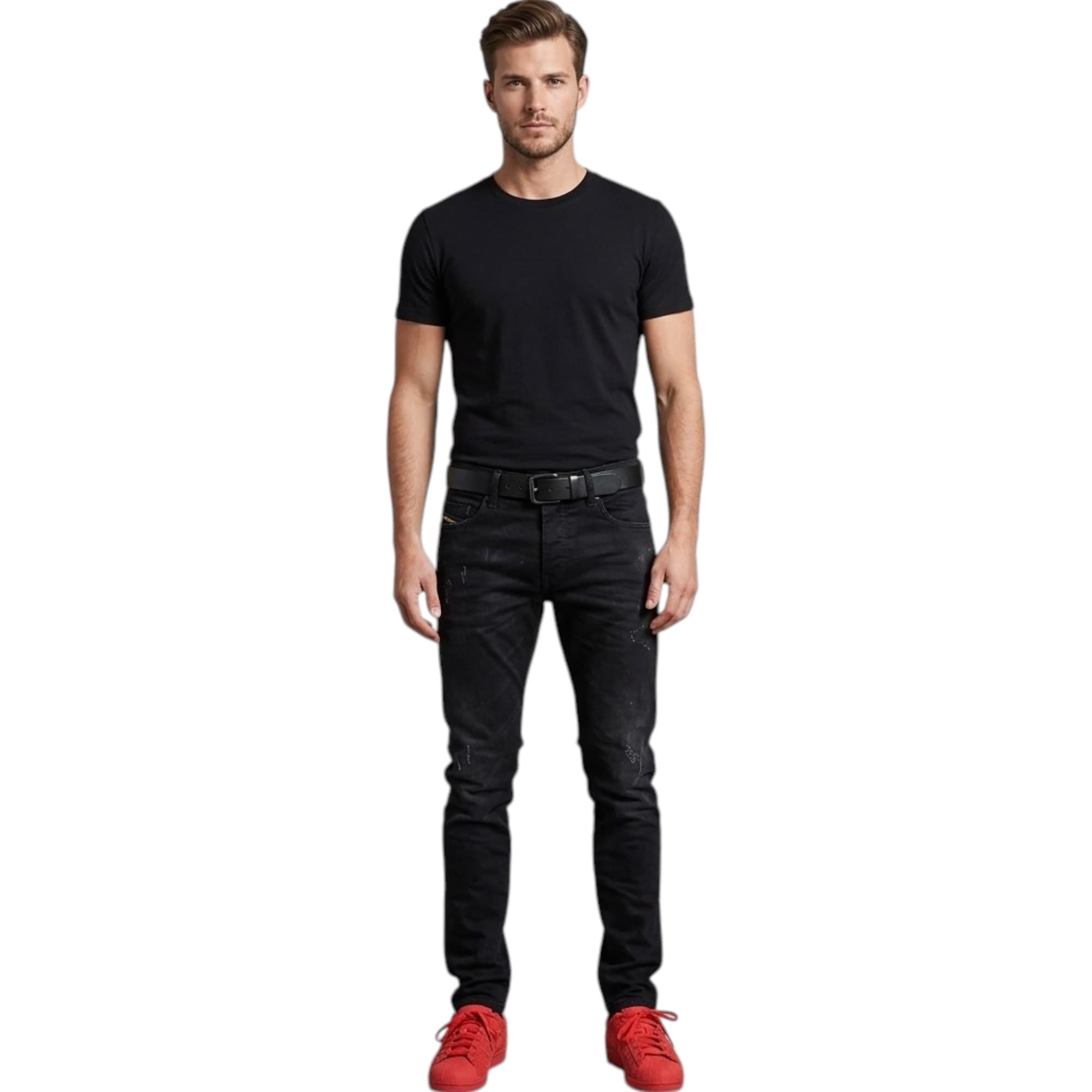 Diesel TEPPHAR 0679F mens black jeans front view