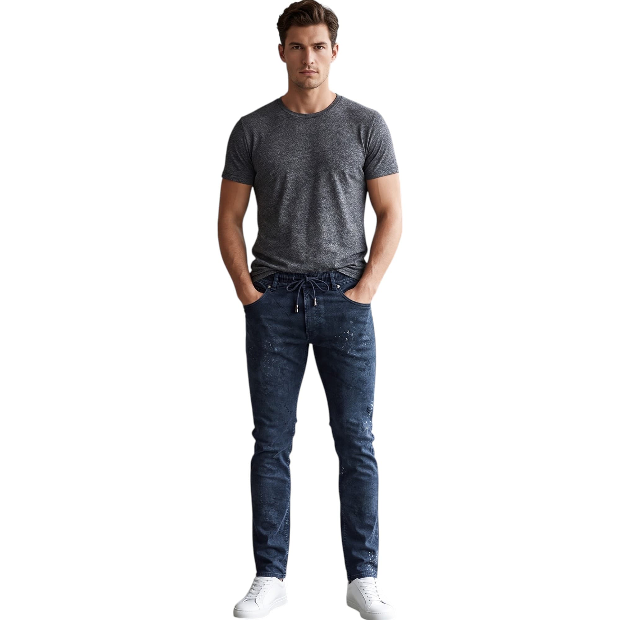 Diesel Thommer 069CQ men's black jogg jeans front view