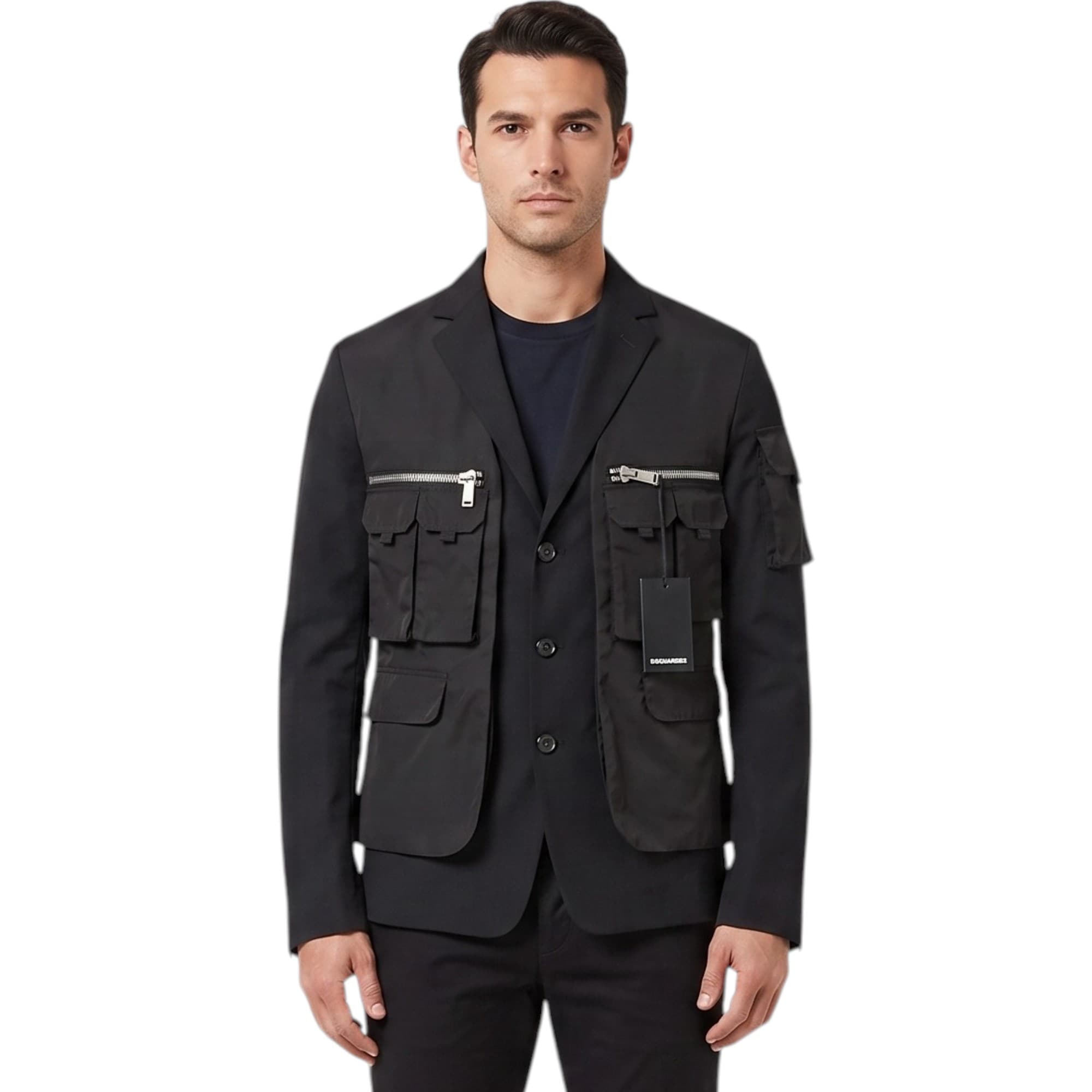 DSQUARED2 black waistcoat blazer front view