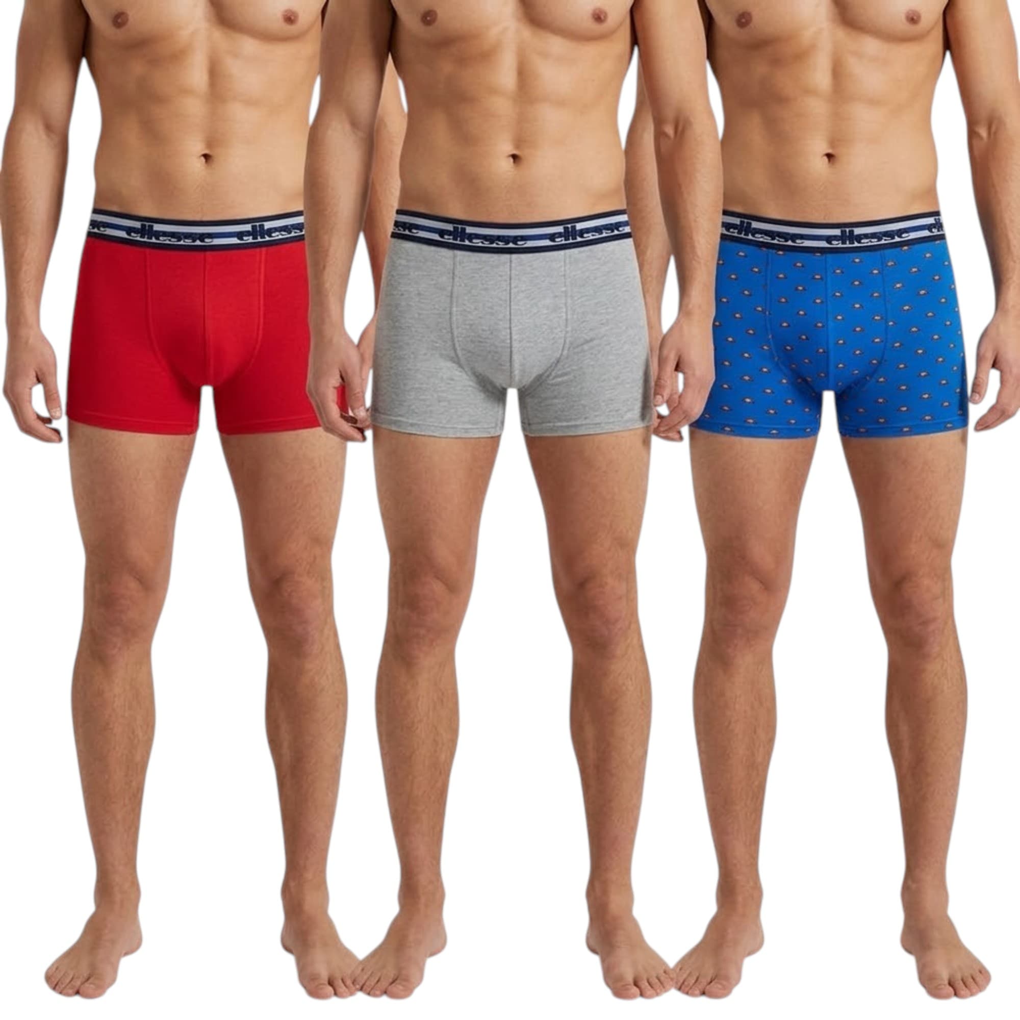 Ellesse men's red boxer shorts front view, branded waistband