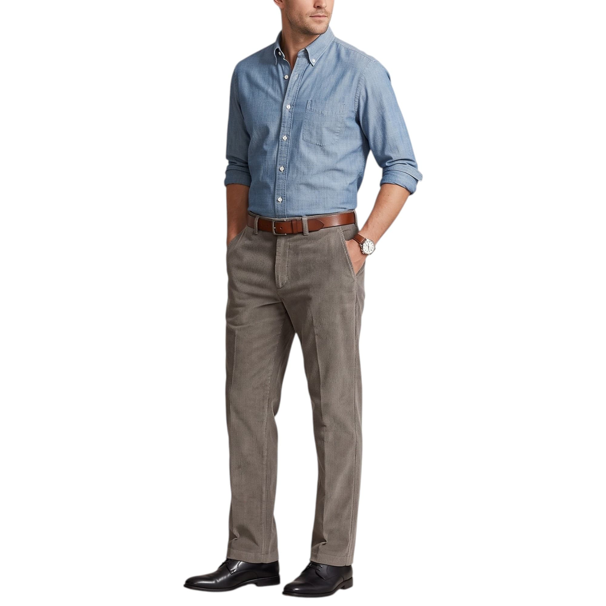 Farah Classic black men's trousers front view with flat front and regular fit