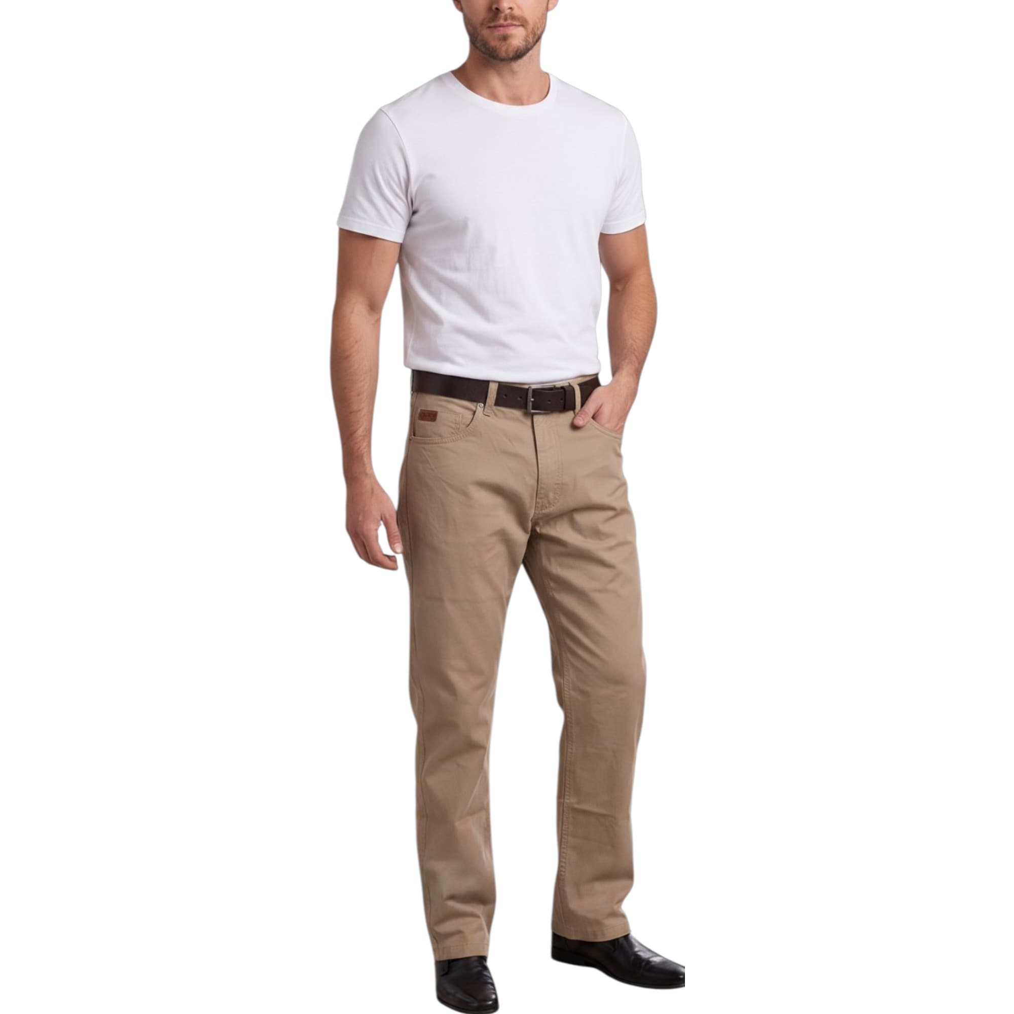 Farah Classic FABS4017 mens trousers in tobacco black, flat front view