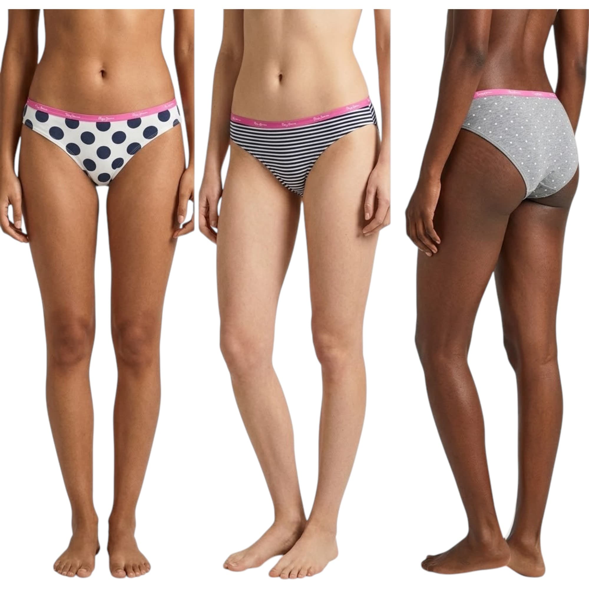 Pepe Jeans women's bikini bottoms 3-pack in black, front view