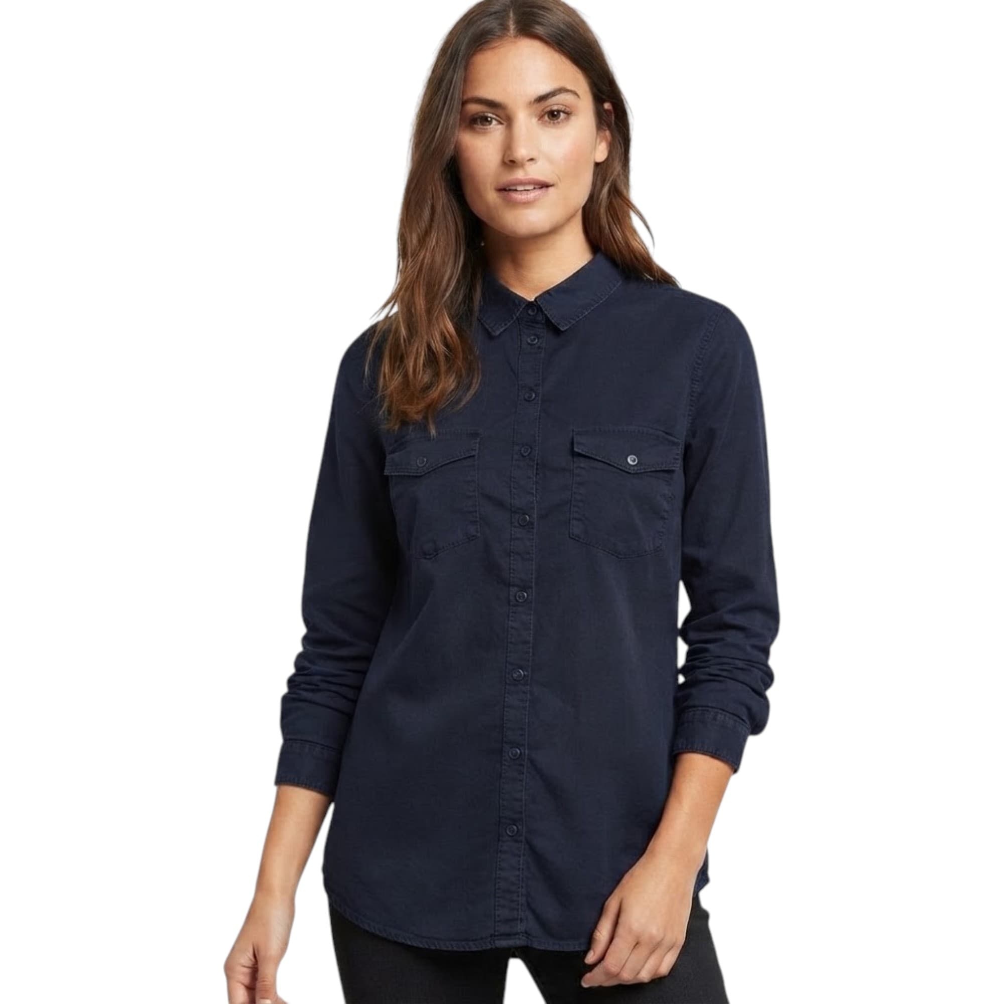 LC WAIKIKI black lyocell casual shirt front view