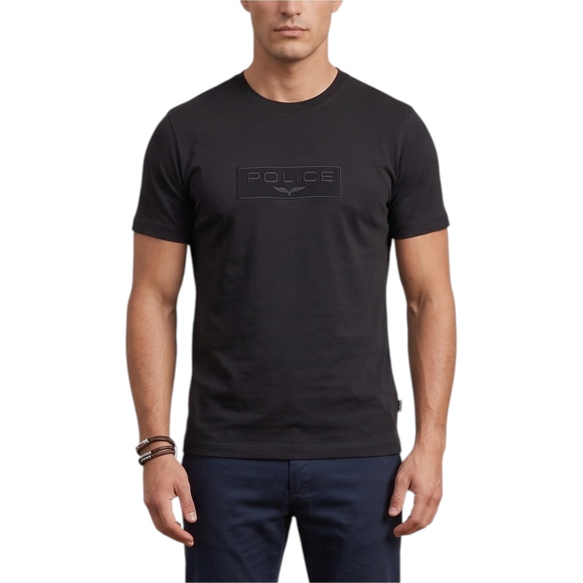 883 Police COATS black crew neck cotton t-shirt front view