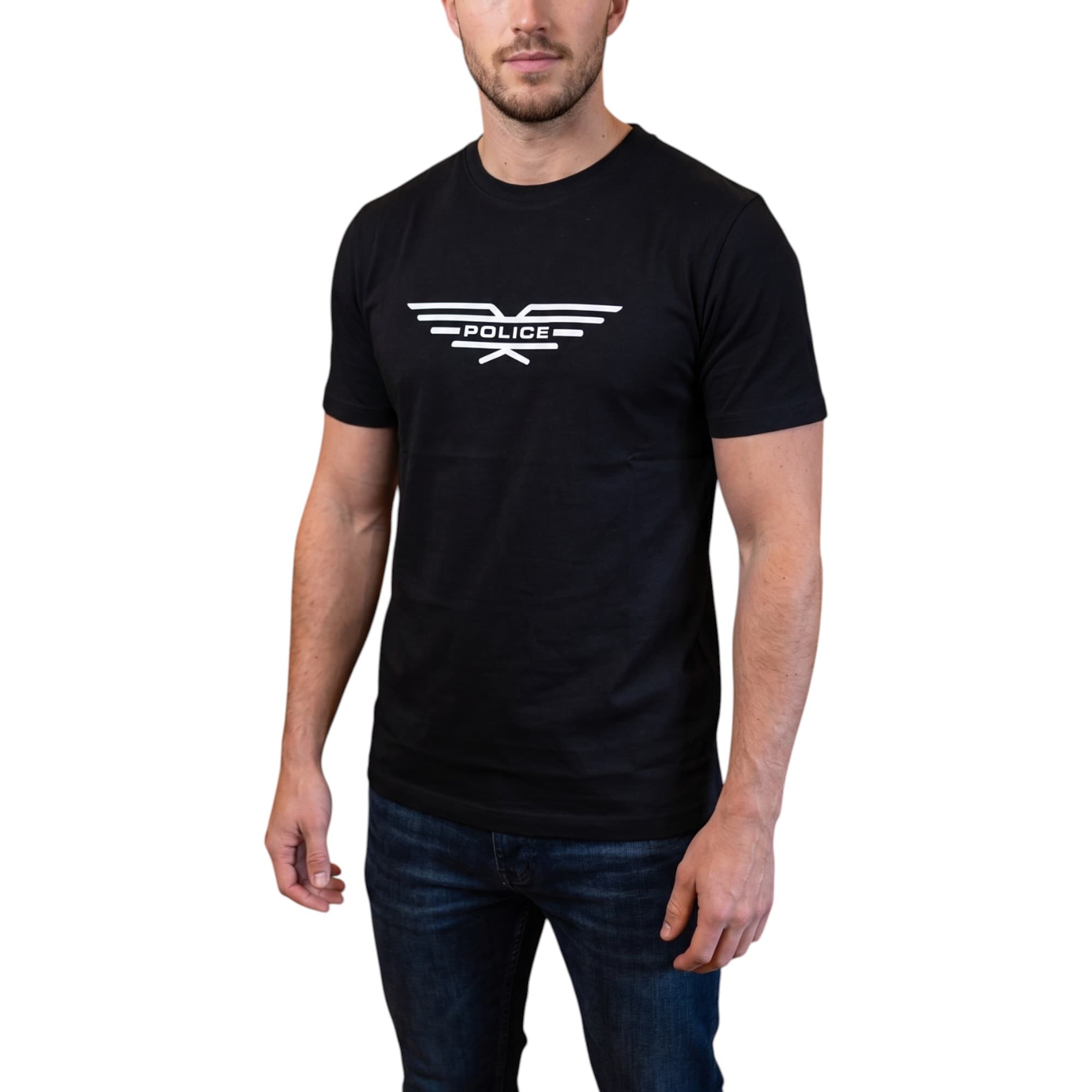 883 POLICE PURE 19 A black crew neck men's t-shirt front view