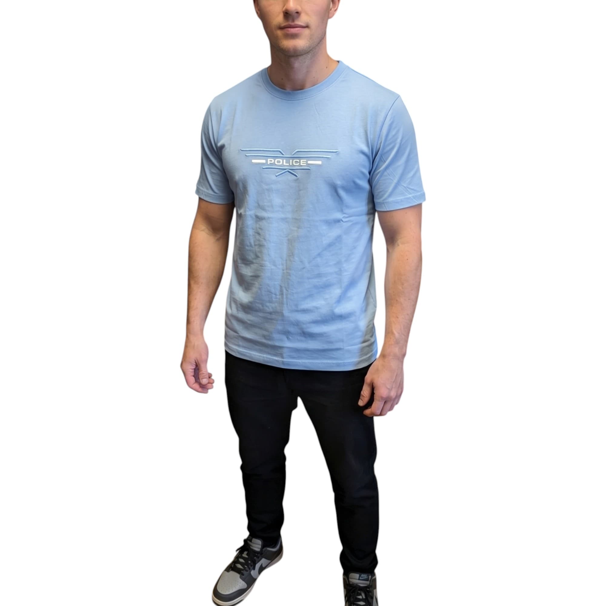 883 POLICE PURE 19 A men's dark blue crew neck T-shirt front view