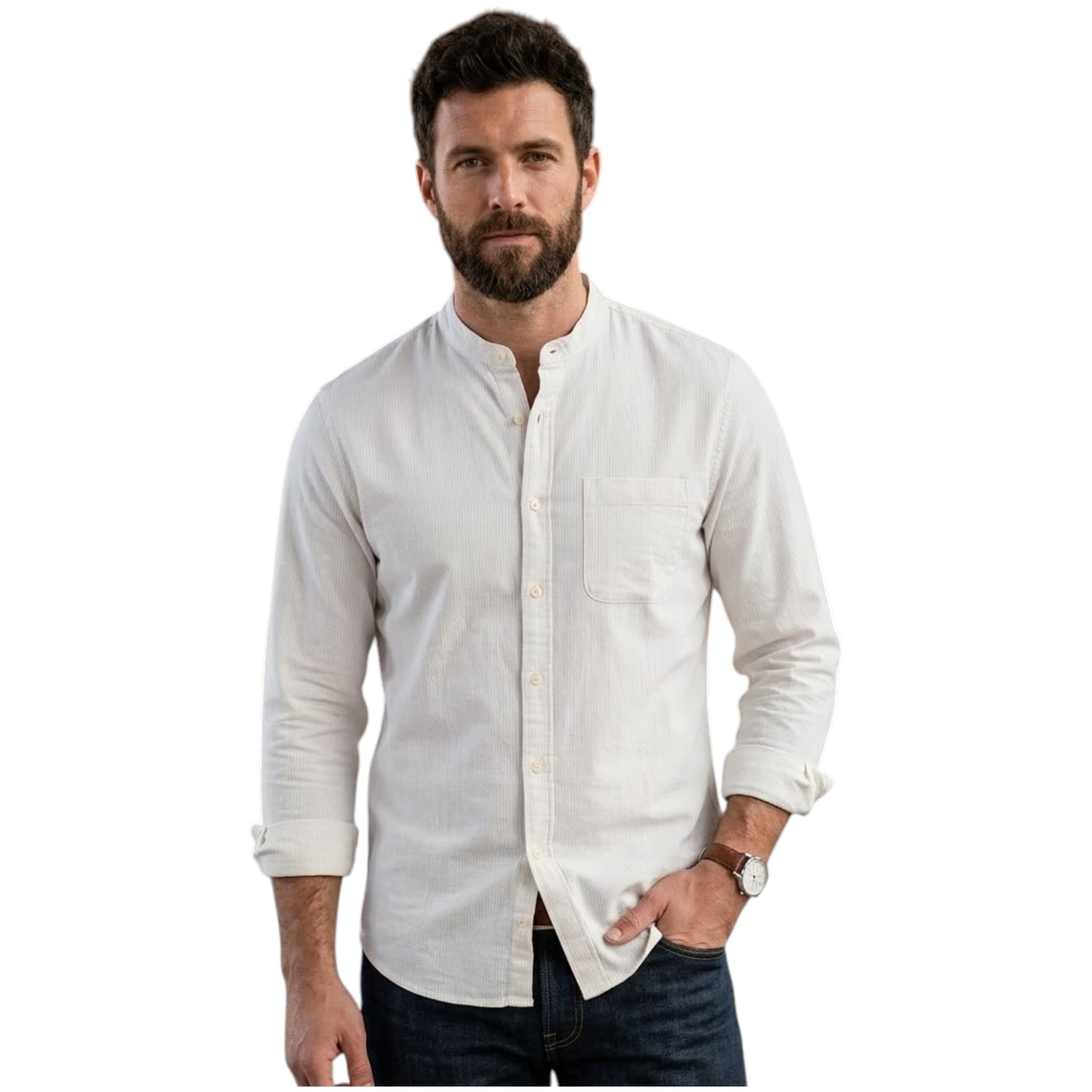 Abercrombie & Fitch off-white men's shirt front view