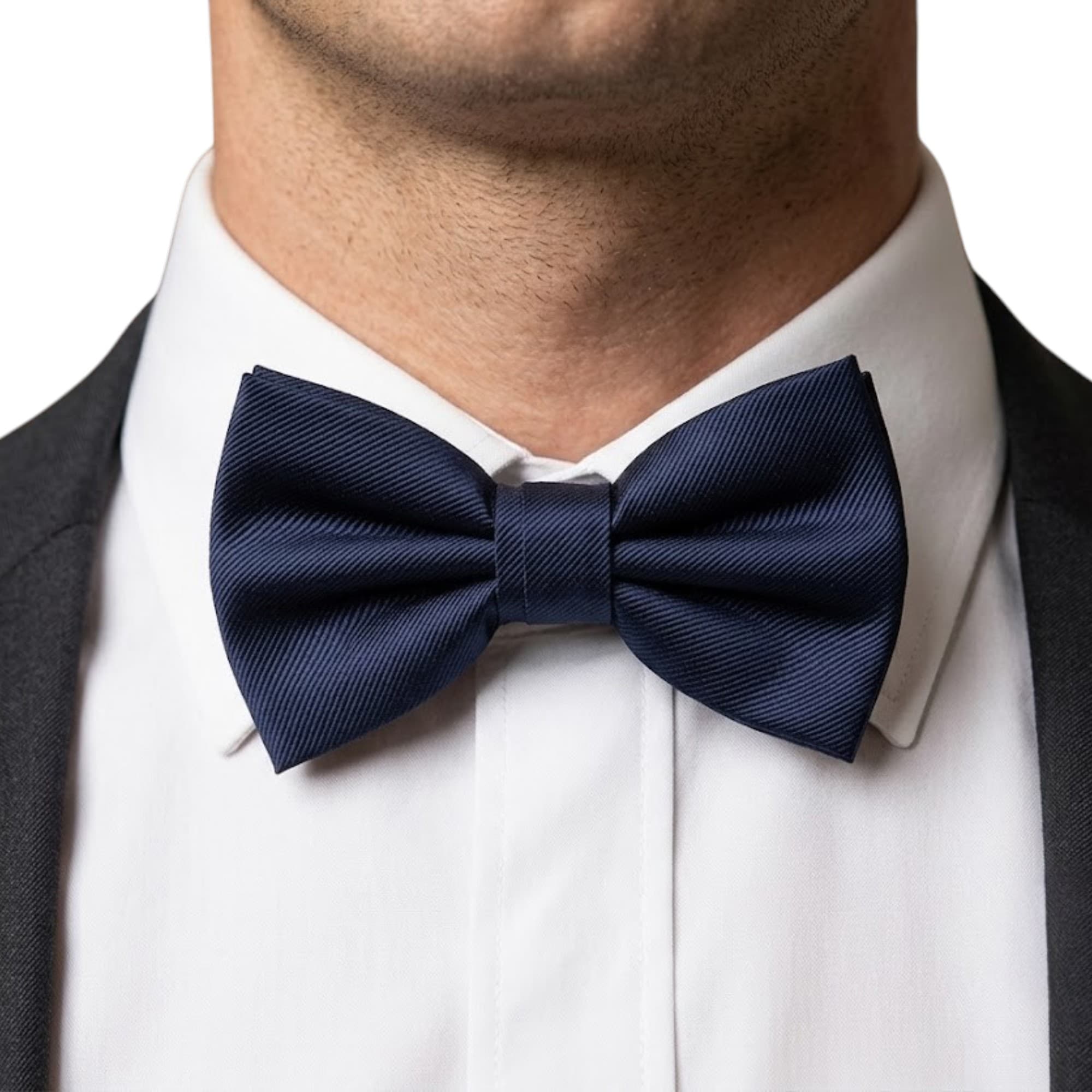 Armani Collezioni blue polyester bow tie front view
