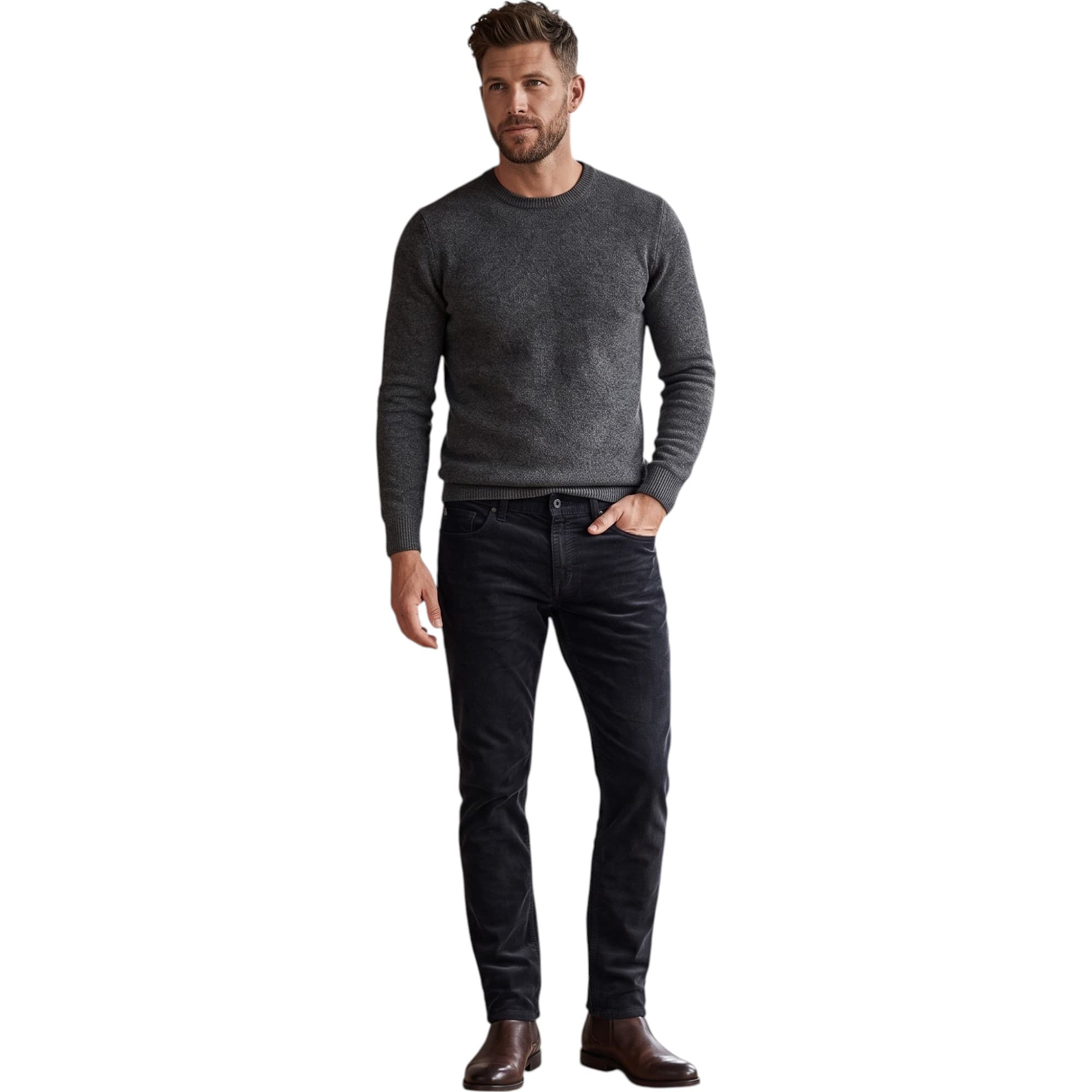 Armani Jeans men's black chino trouser front view