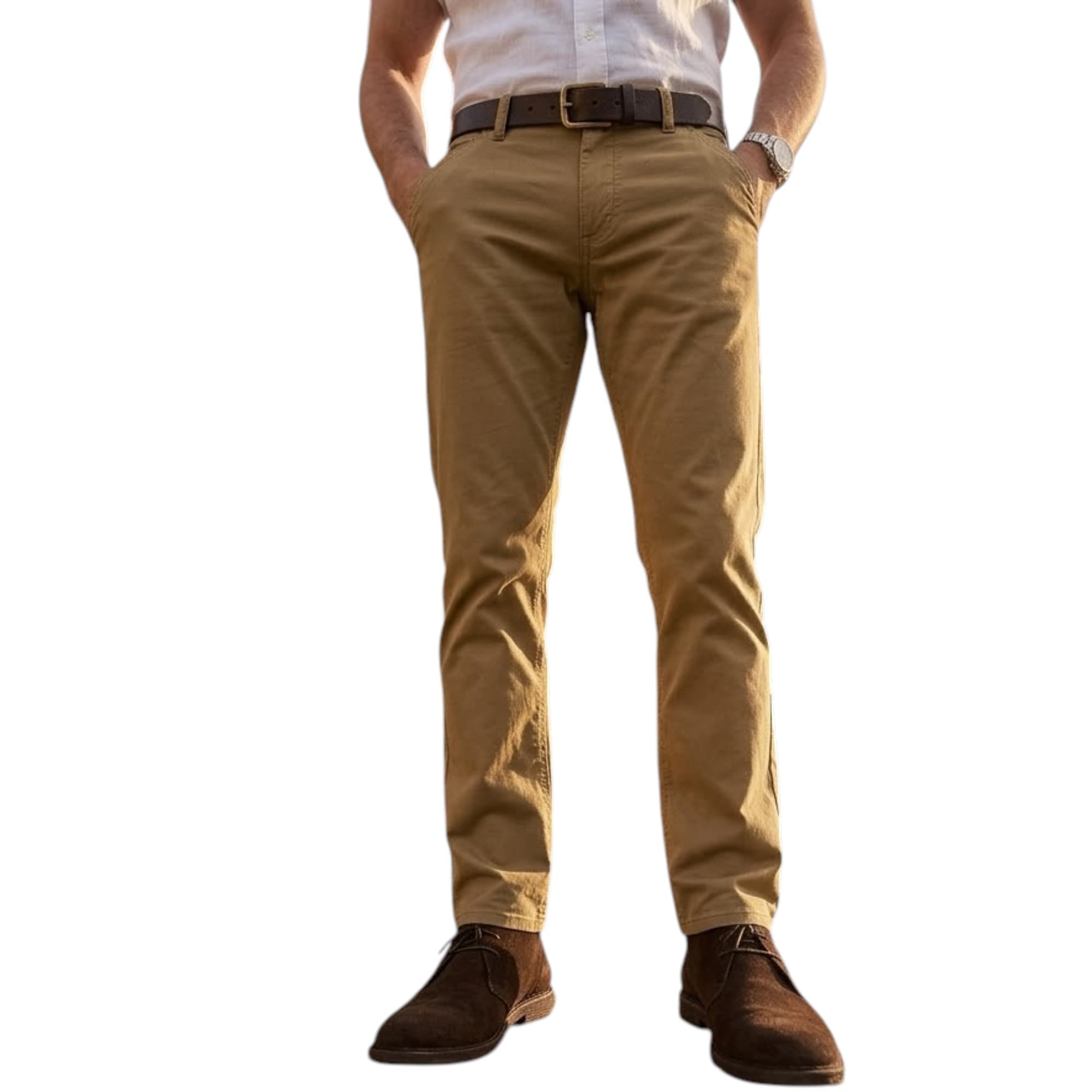 Armani Jeans beige men's chino trousers front view
