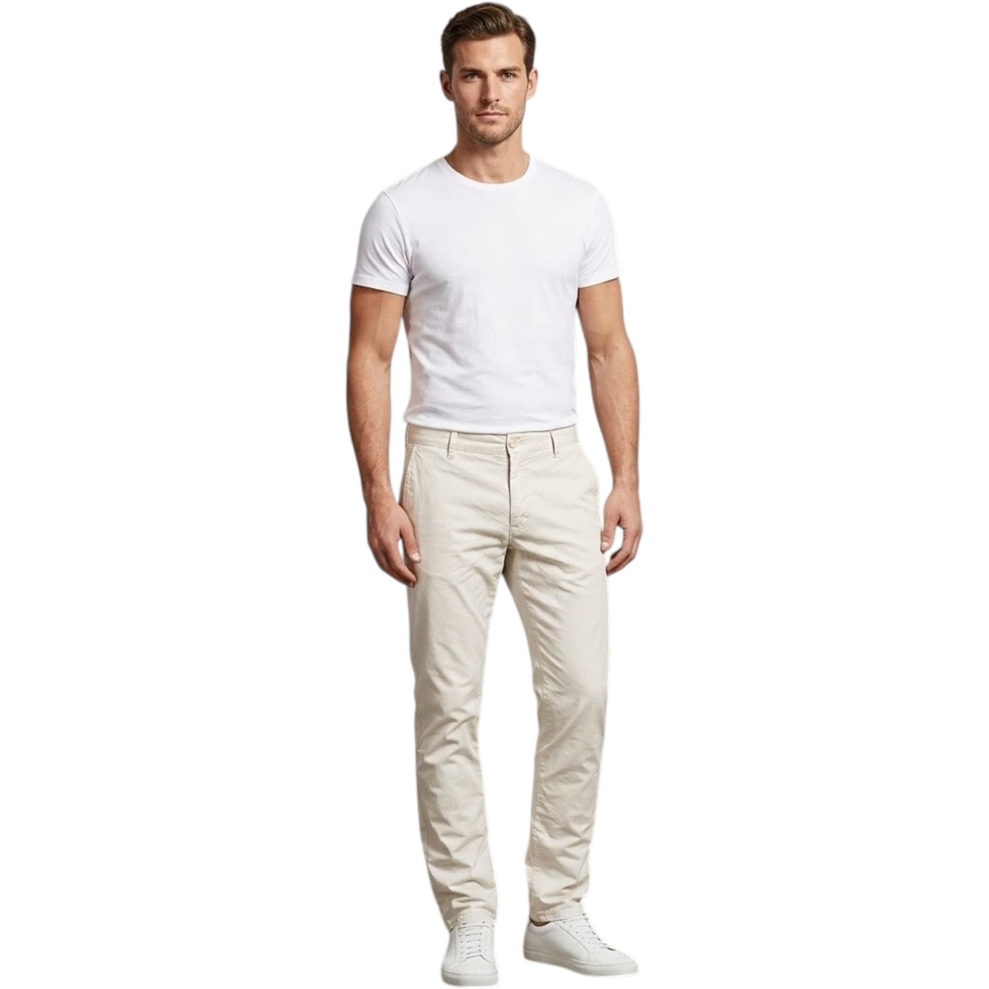 Armani Jeans white chino trousers front view slim fit