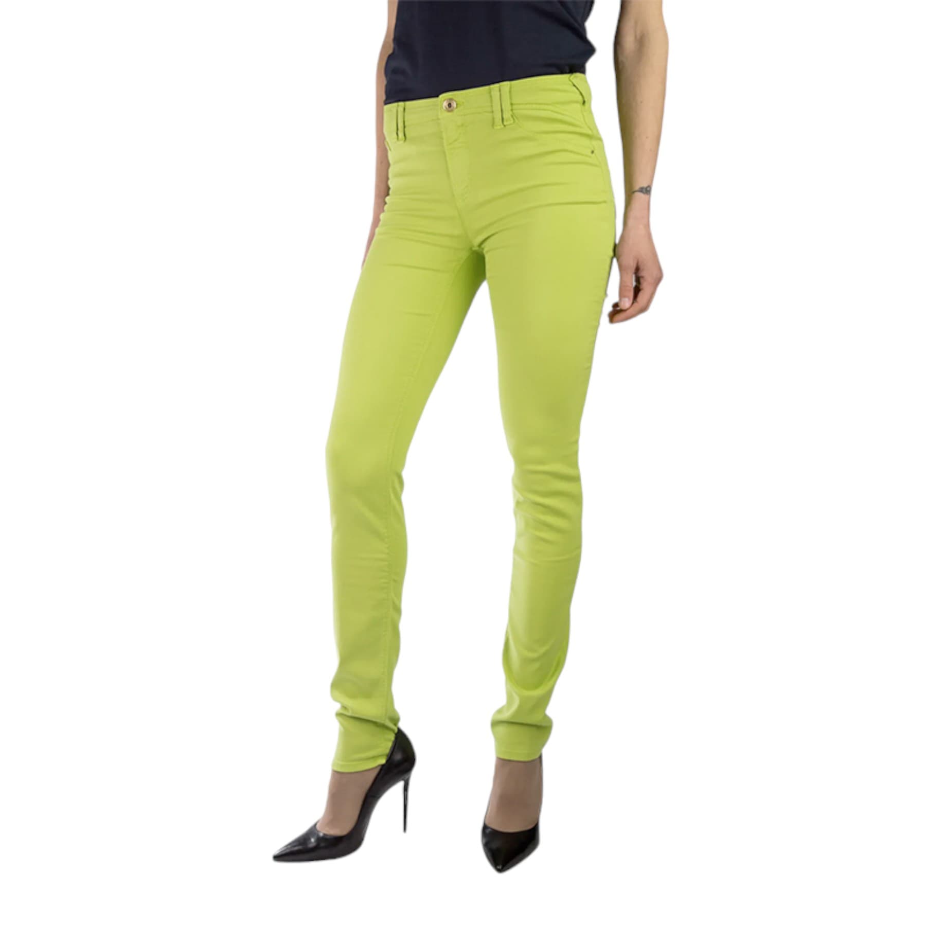 Armani Jeans V5J28 women's green skinny denim front view