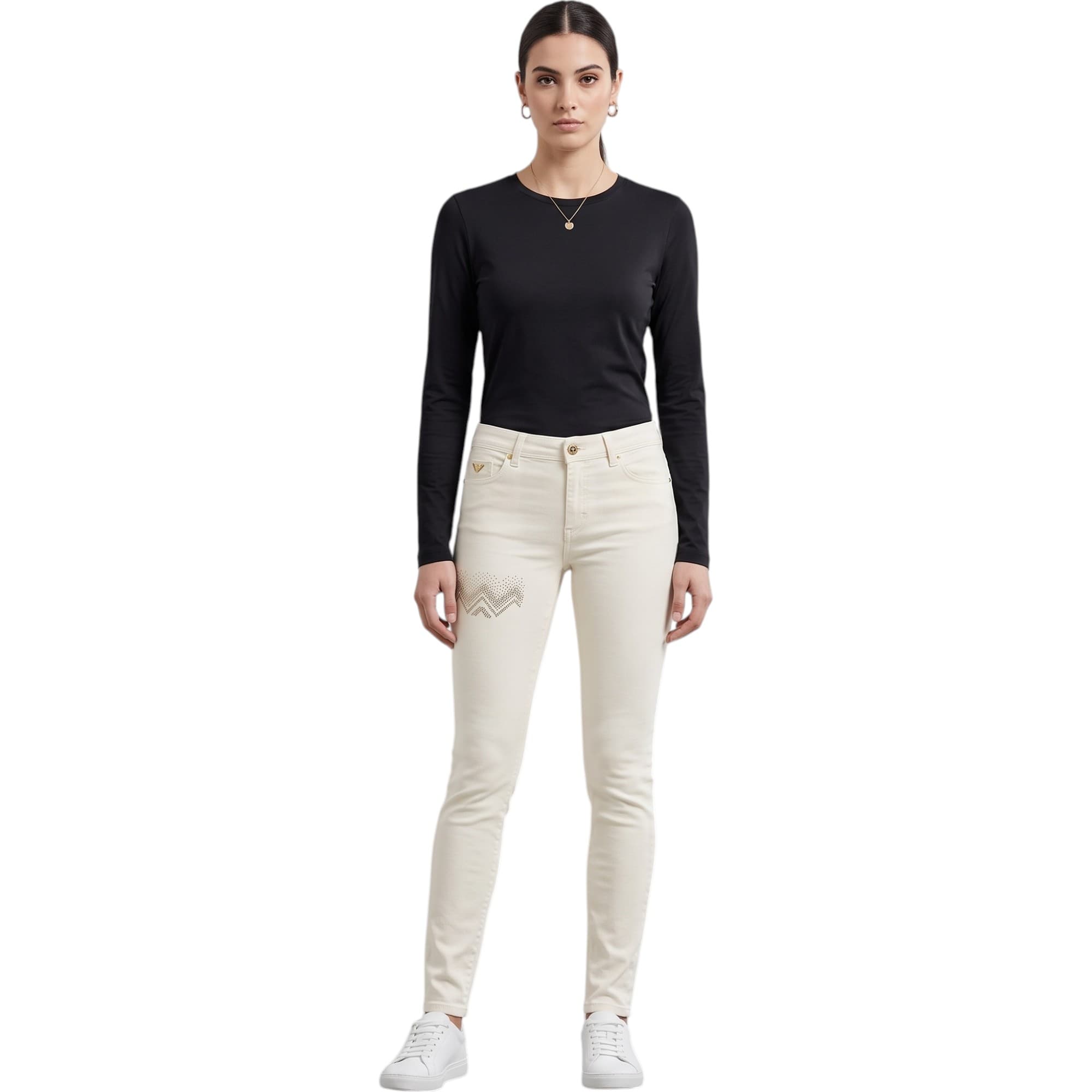 Armani Jeans V5J28 women's off-white denim jeans front view