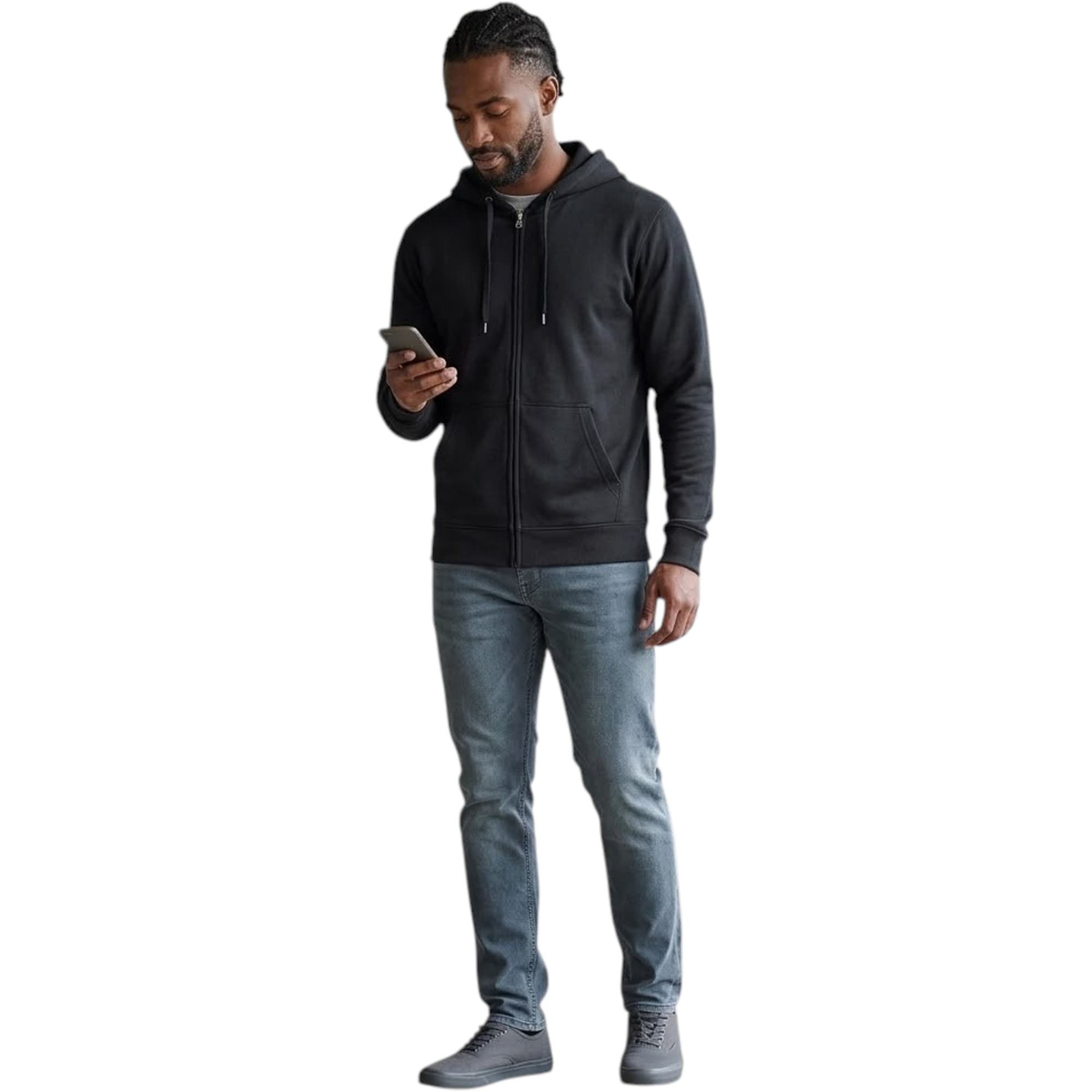 BAKARUDA black mens full zip hoody front view