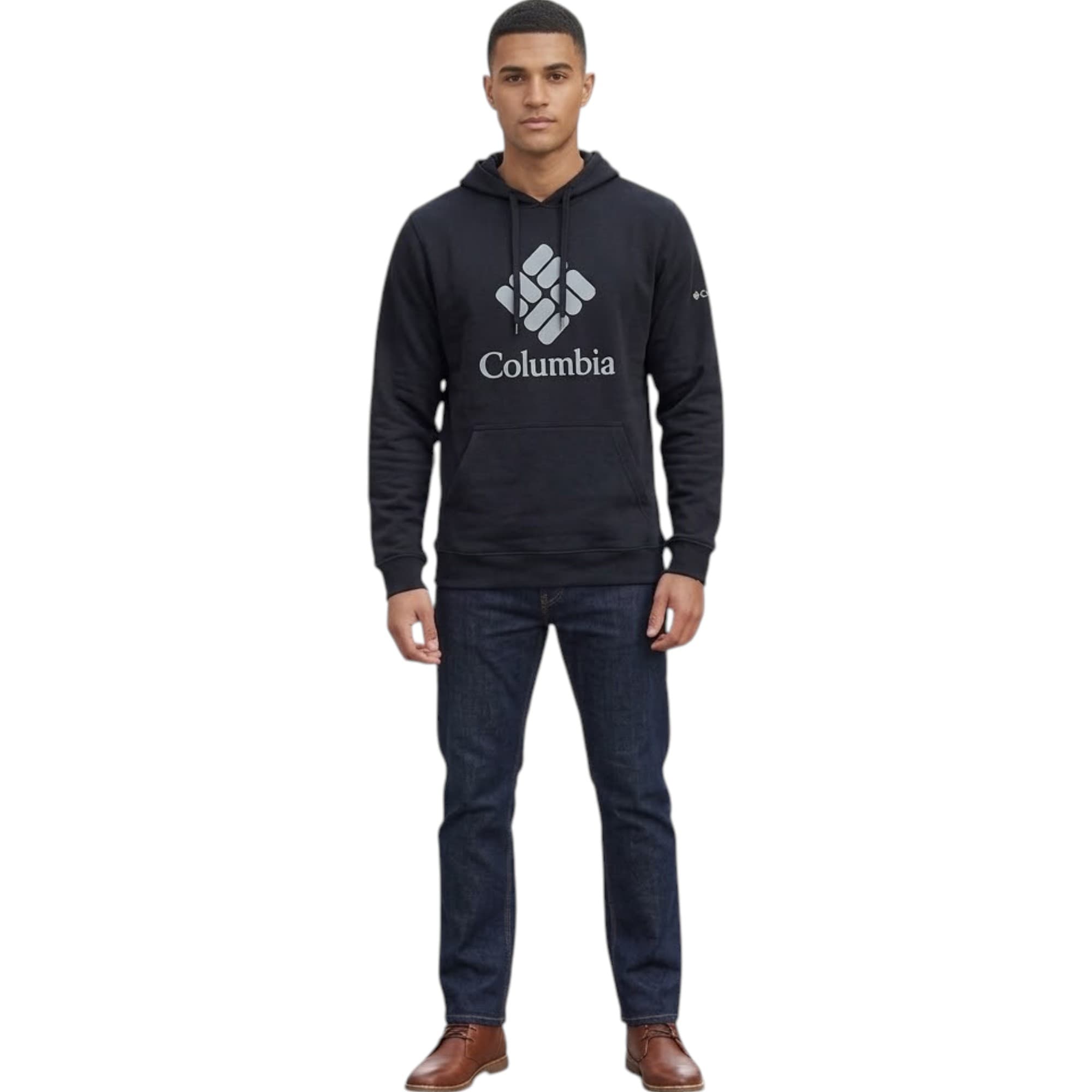 Columbia Men's Regular Fit Pullover Hoodie in black, front view