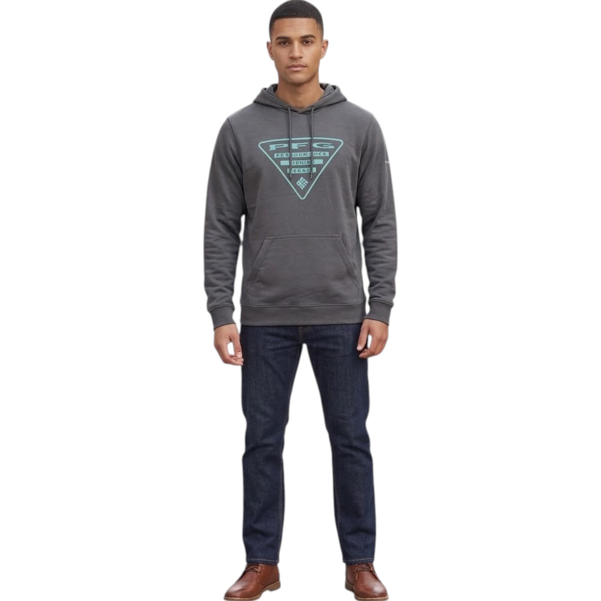 Columbia men's charcoal regular fit pullover hoodie front view
