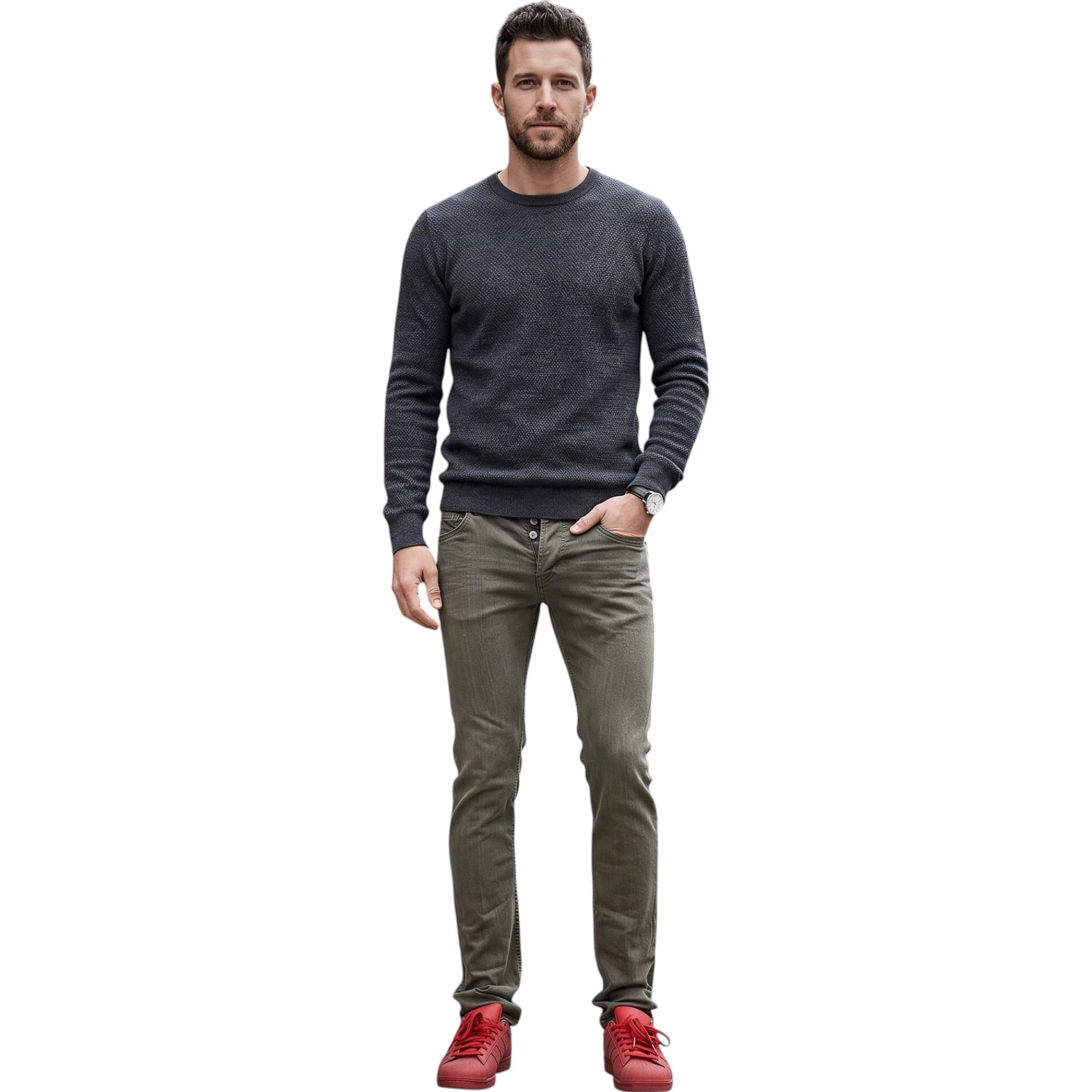 Diesel BELTHER 0837L men's jeans in light olive, front view