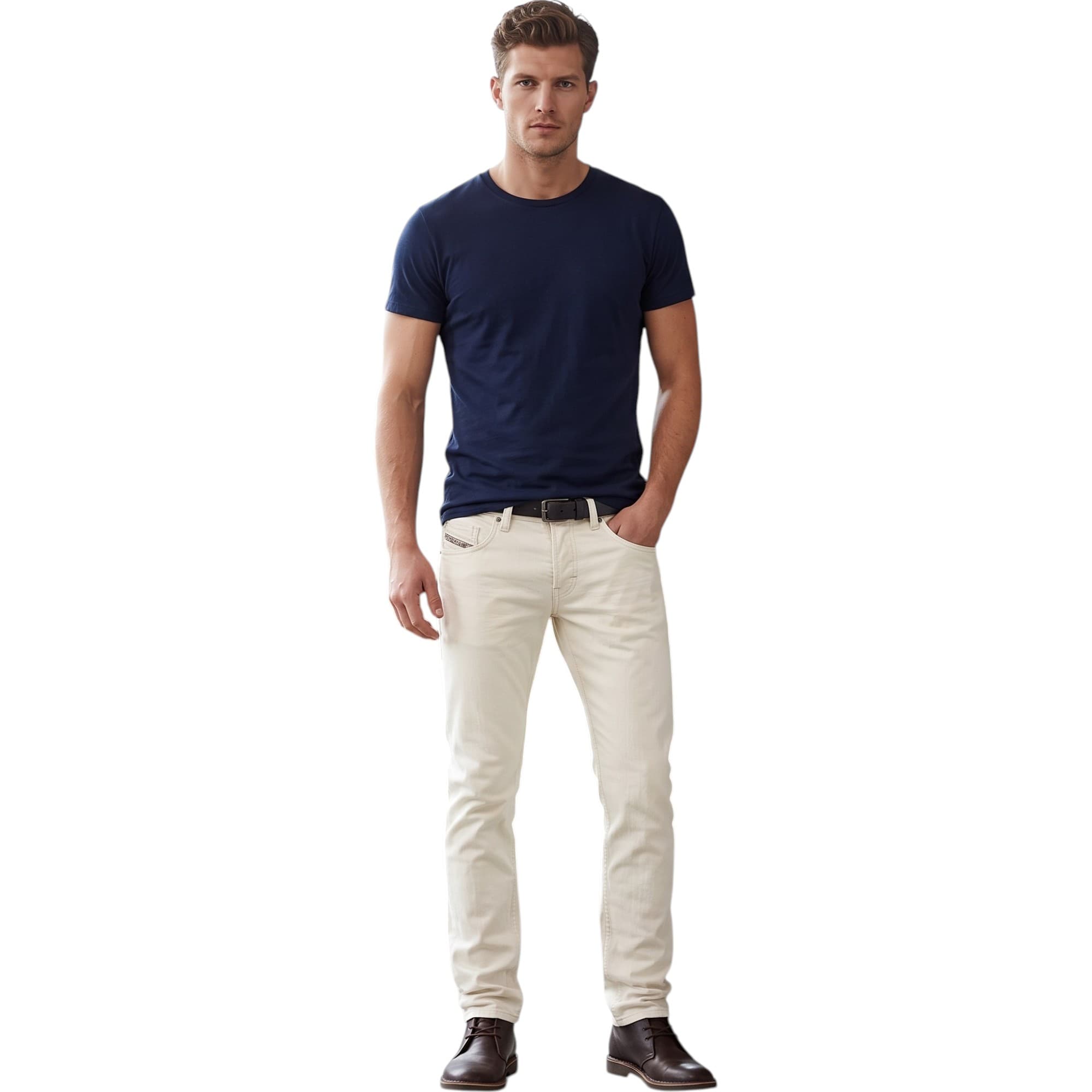 Diesel BELTHER men's off-white jeans front view