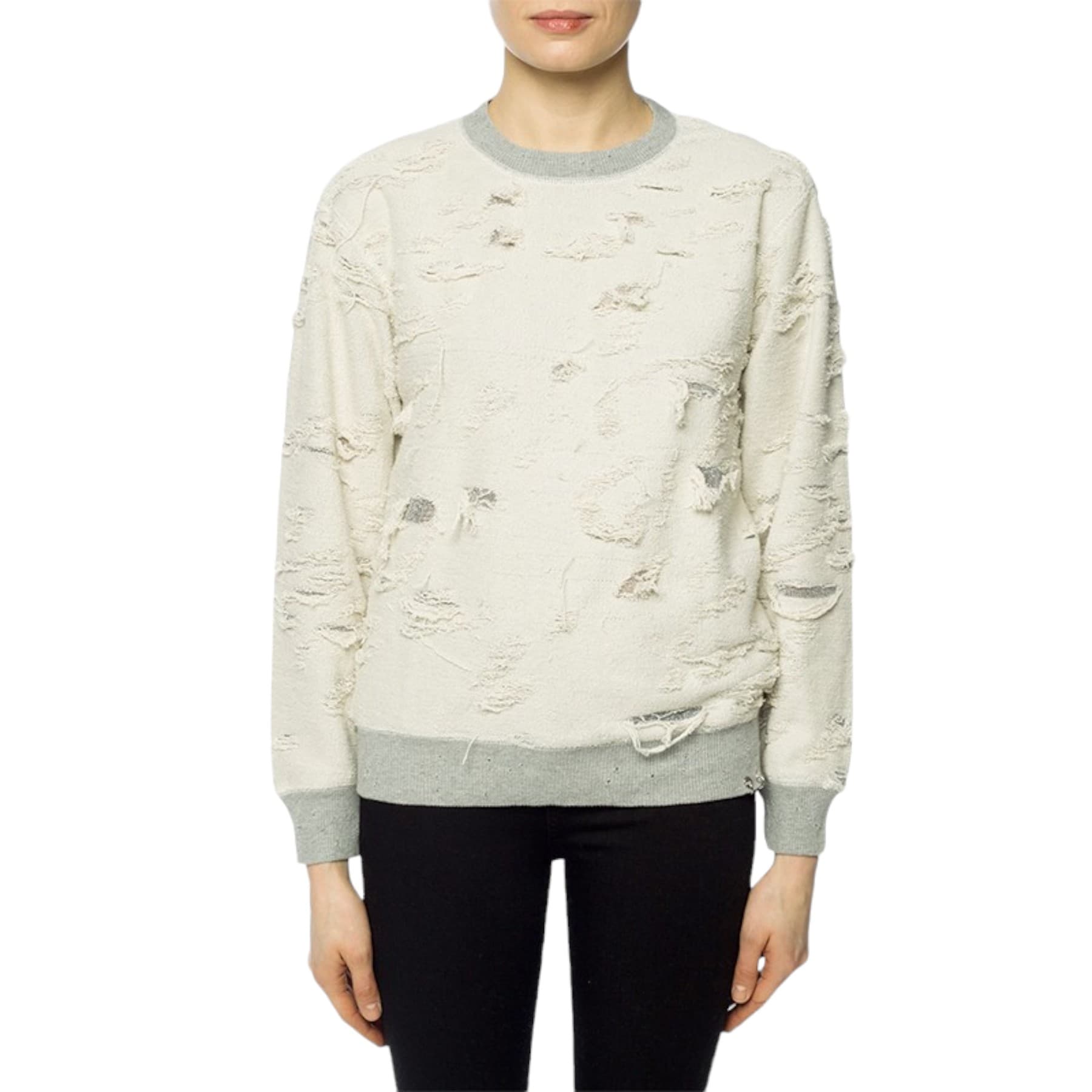 Diesel F-FELPA off-white women's crew neck sweatshirt front view