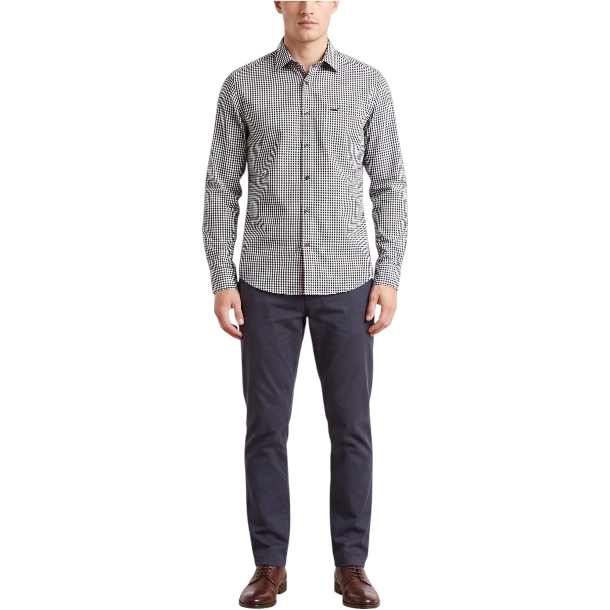 Diesel T-R-Zol Maglietta mens black checked cotton shirt front view