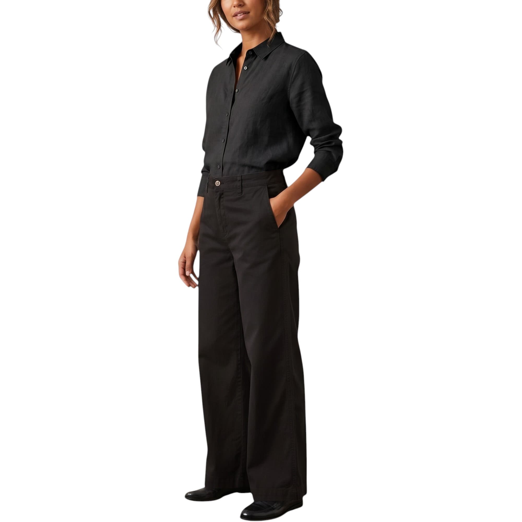 Diesel R-ELOISE womens black loose fit trouser, front view