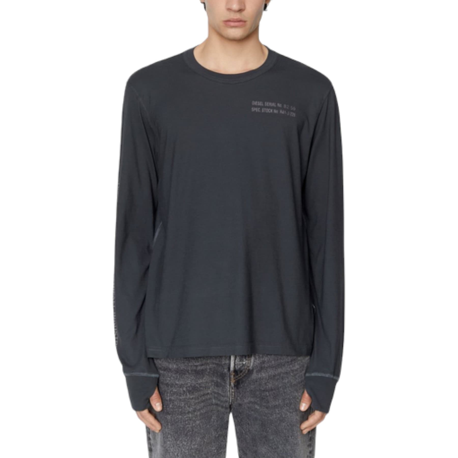 Diesel T-JUBIND-LS-SLITS black long-sleeve men's t-shirt front view