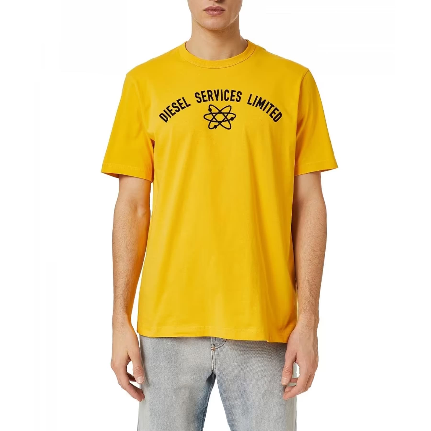 Diesel T JUST C4 men's yellow crew neck cotton t-shirt front view