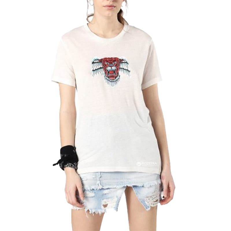 Diesel T-SILY-P women's off-white lyocell t-shirt, front view